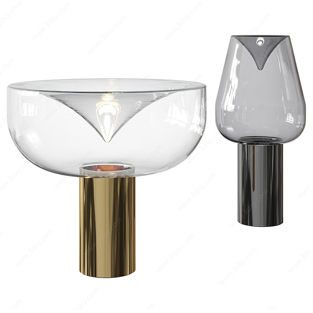 现代玻璃灯罩台灯3D模型