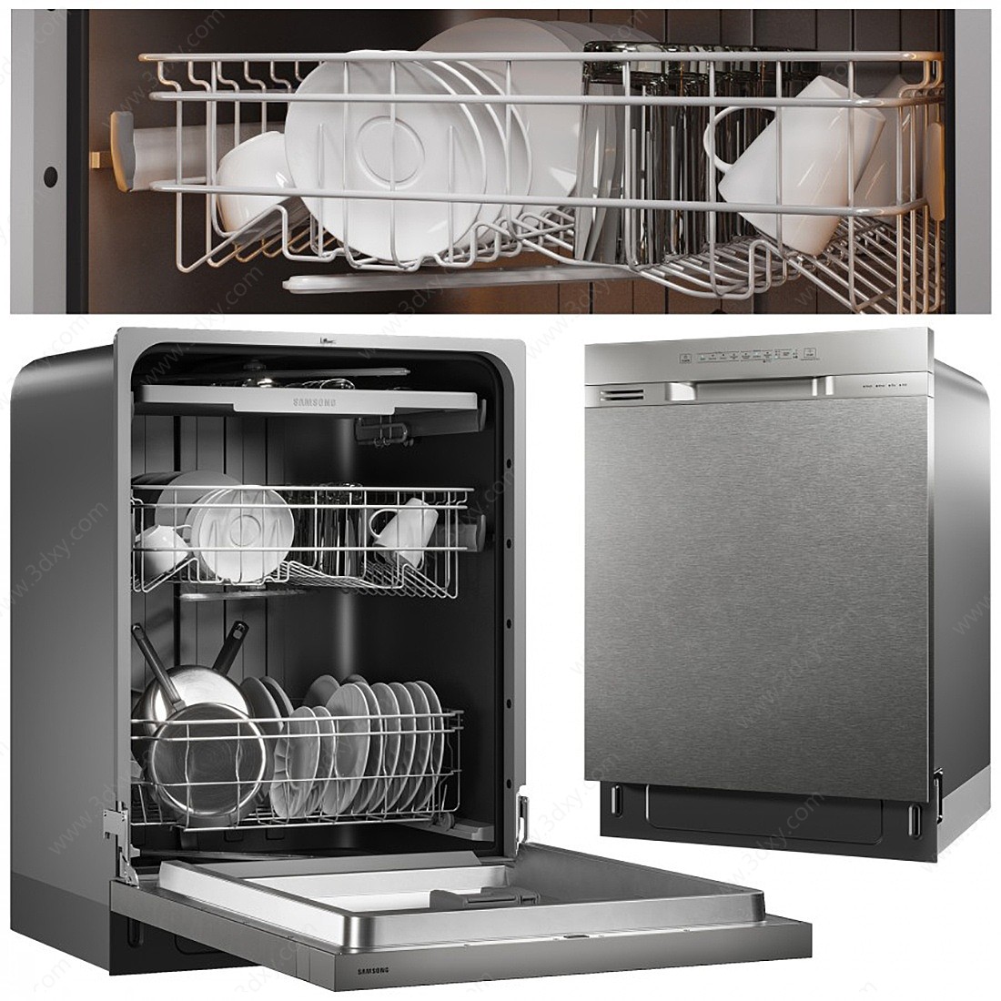 现代厨房设备洗碗机3D模型