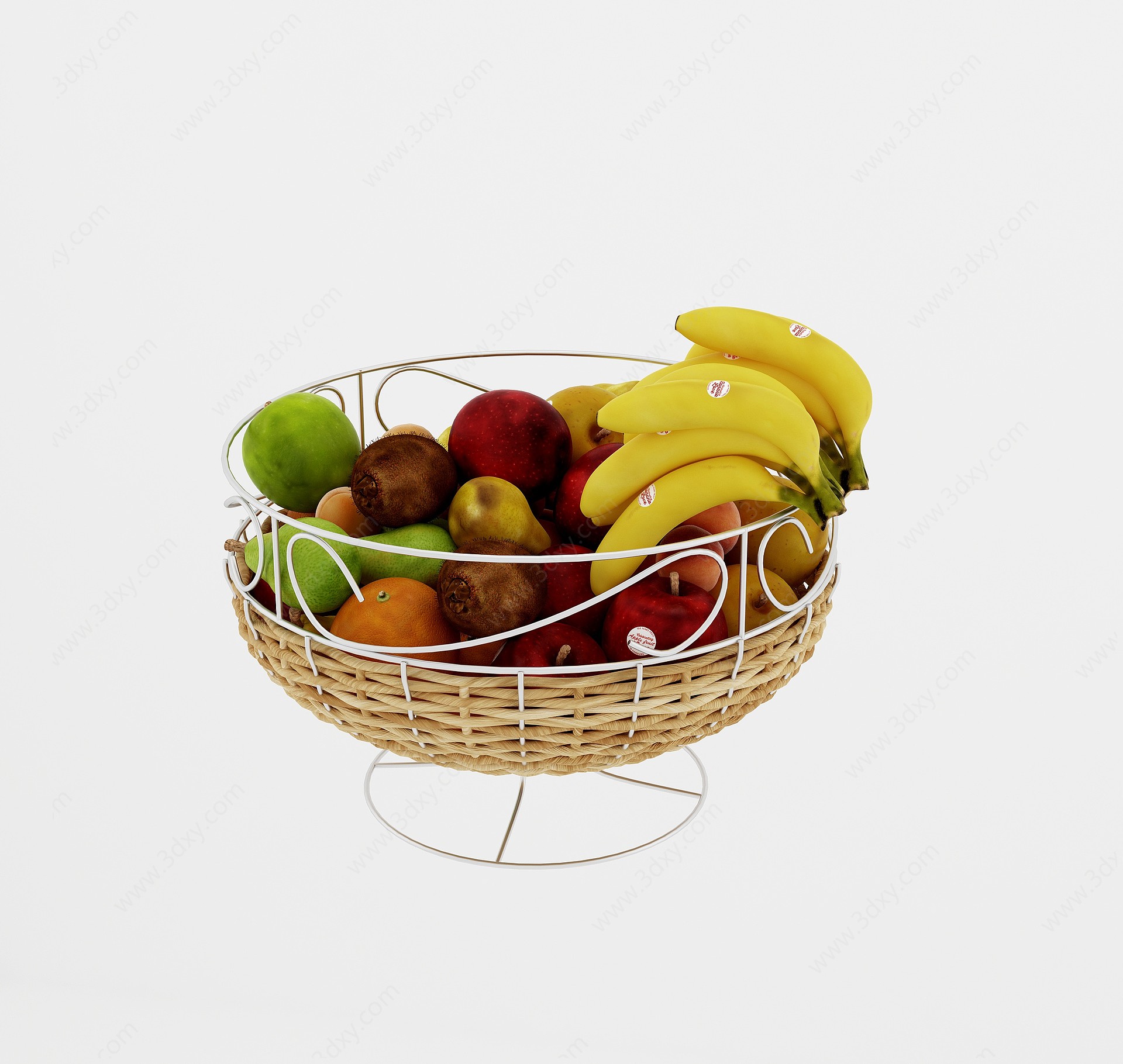 现代水果果盘组合水果3D模型