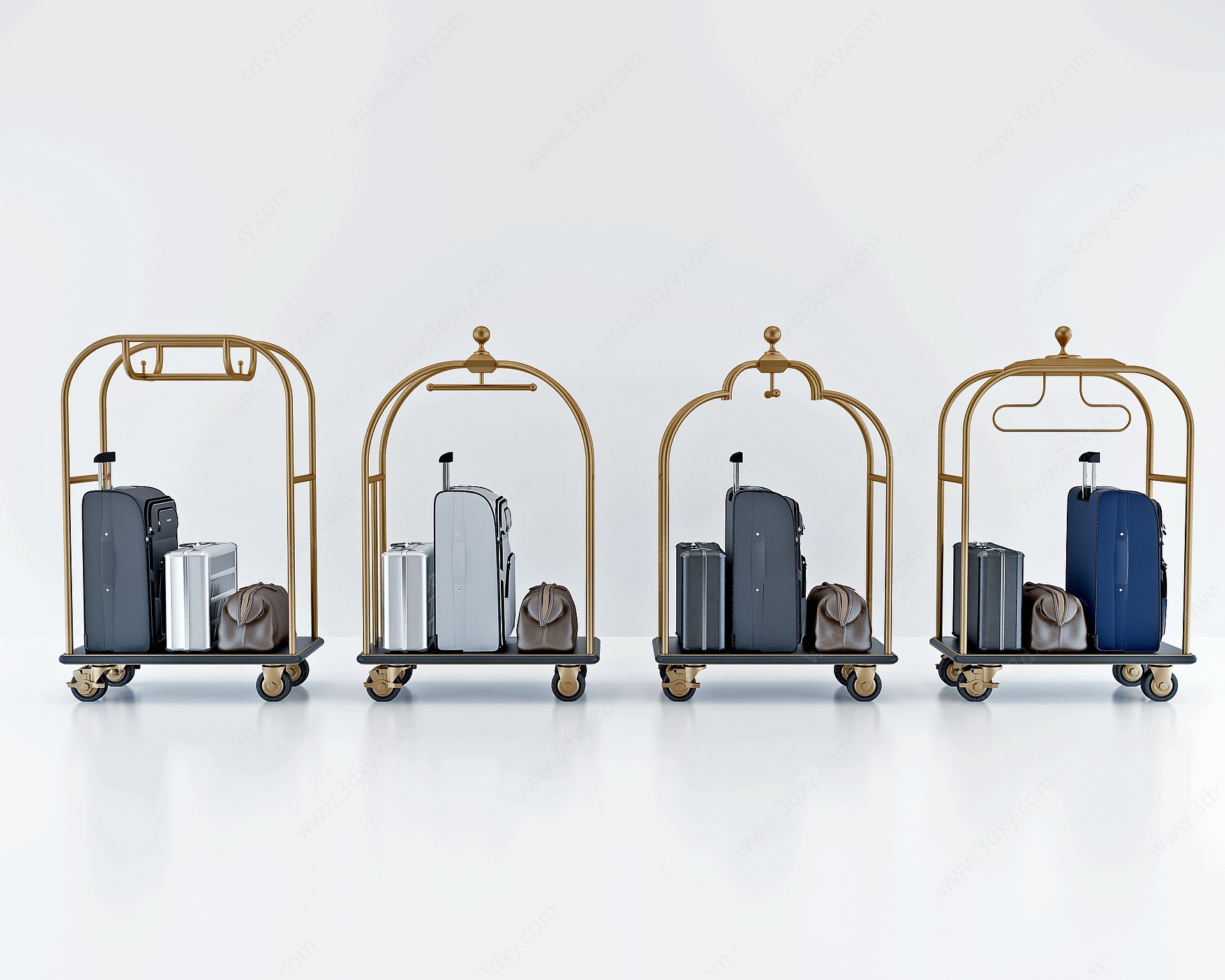 现代酒店行李车3D模型