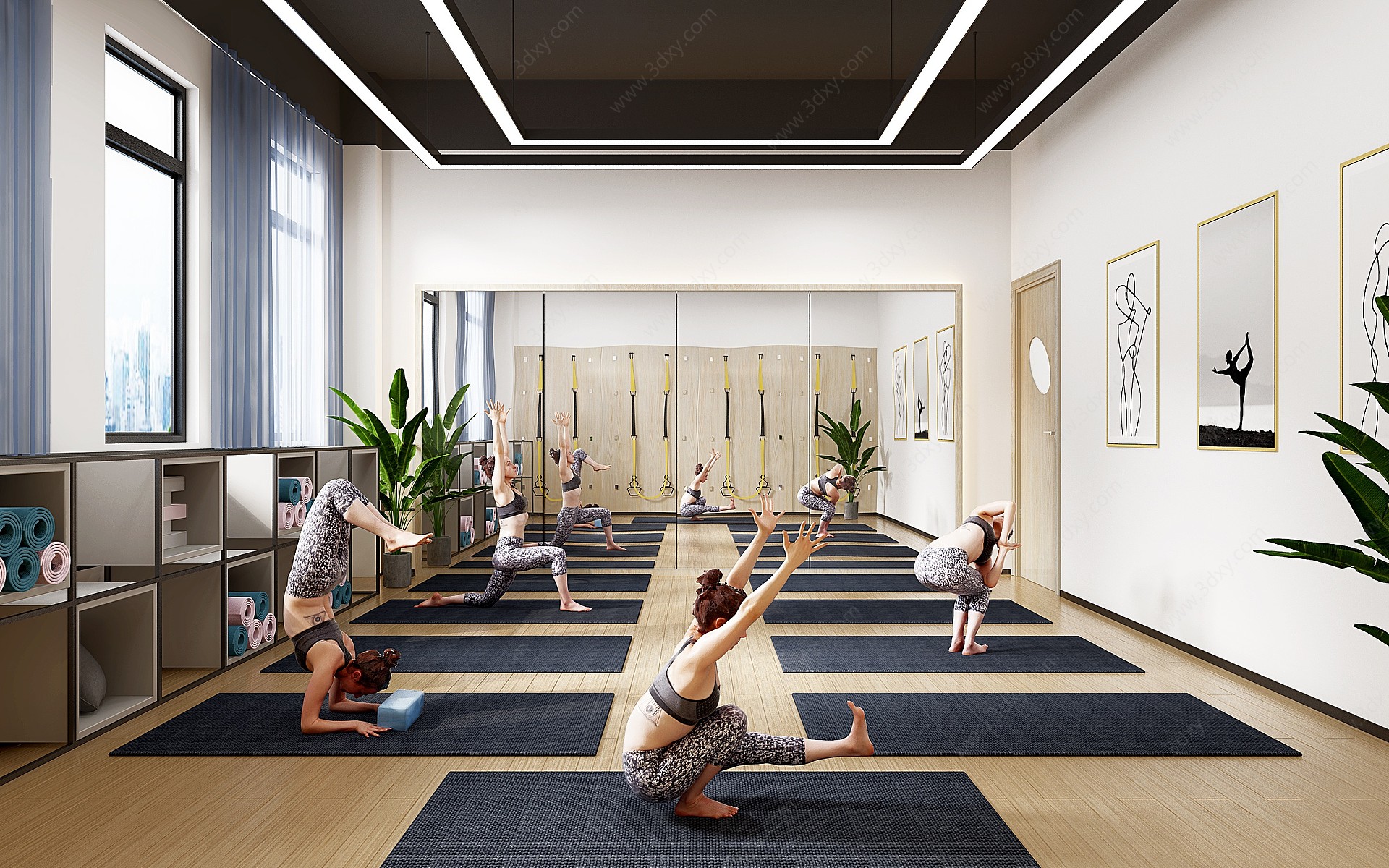现代瑜伽房健身房3D模型