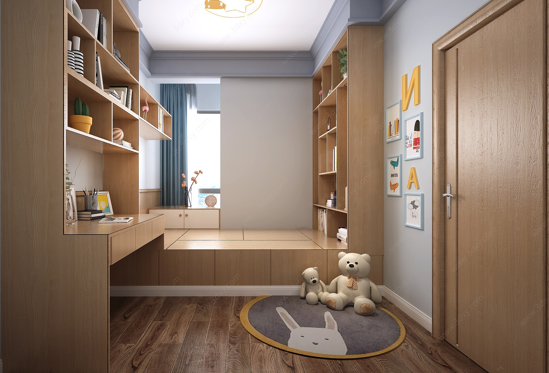 现代书房榻榻米卧室3D模型
