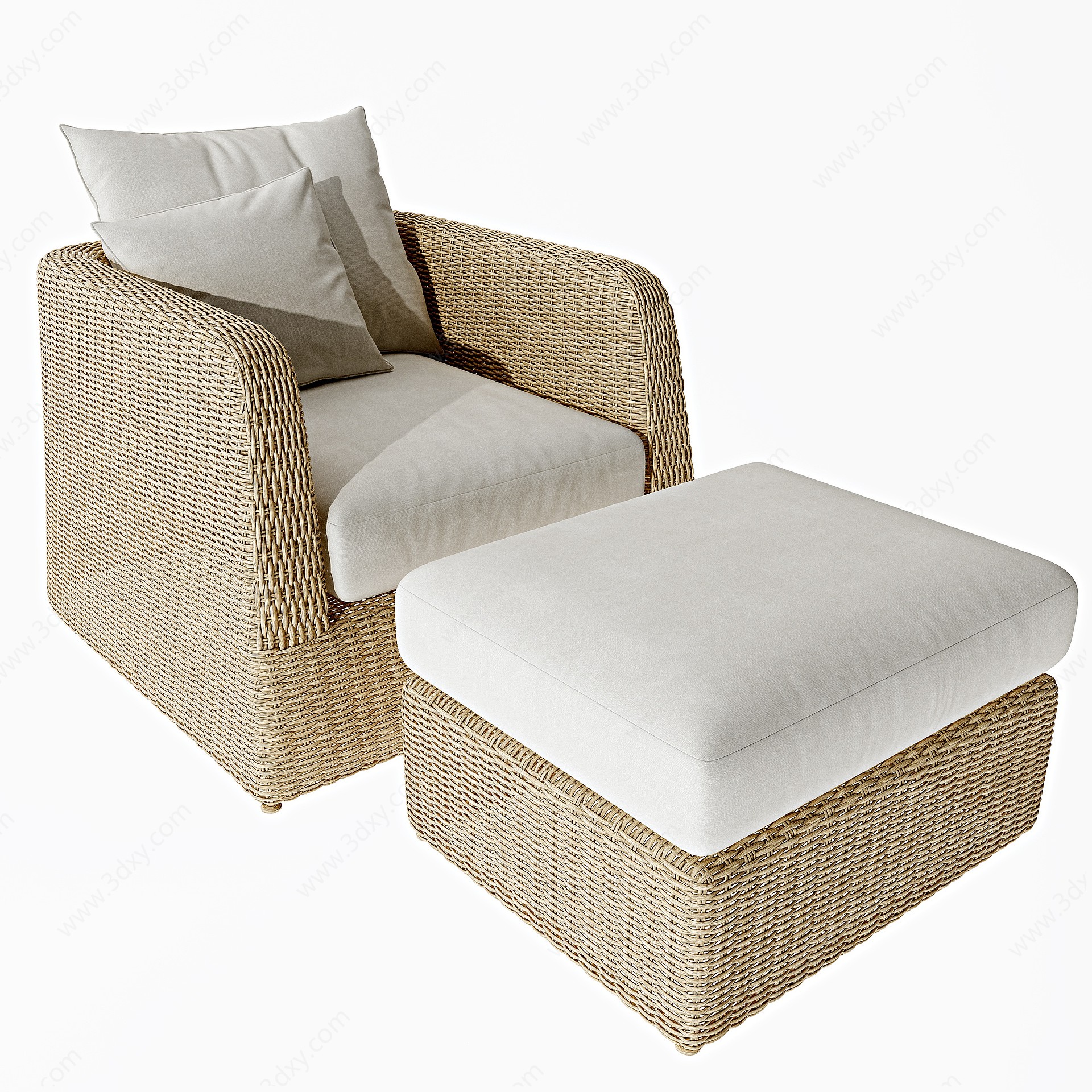 现代藤编编织户外休闲沙发3D模型