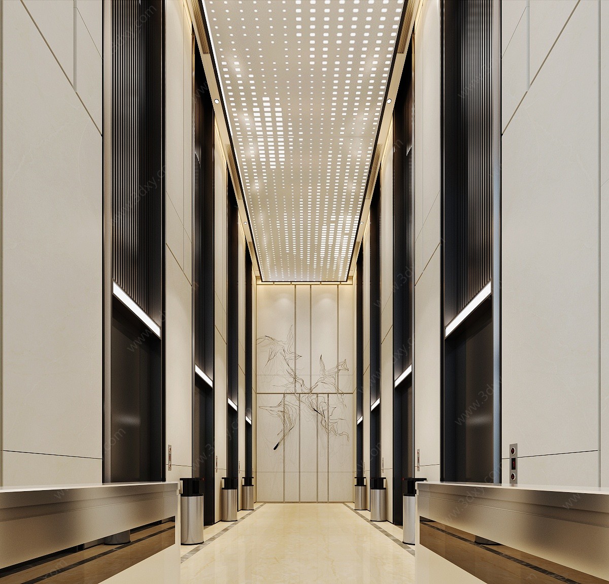 现代酒店电梯间3D模型