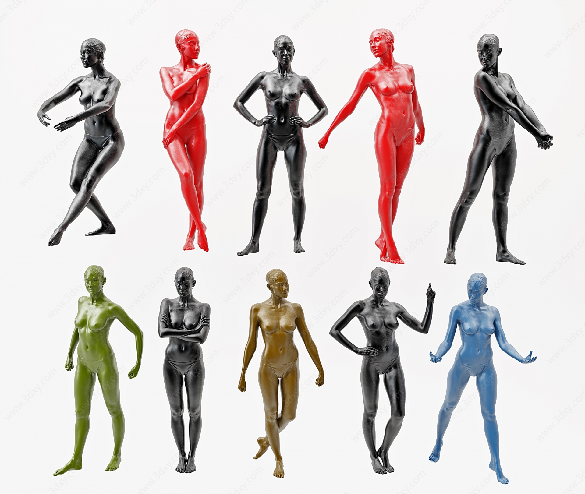 现代女性人体模特3D模型
