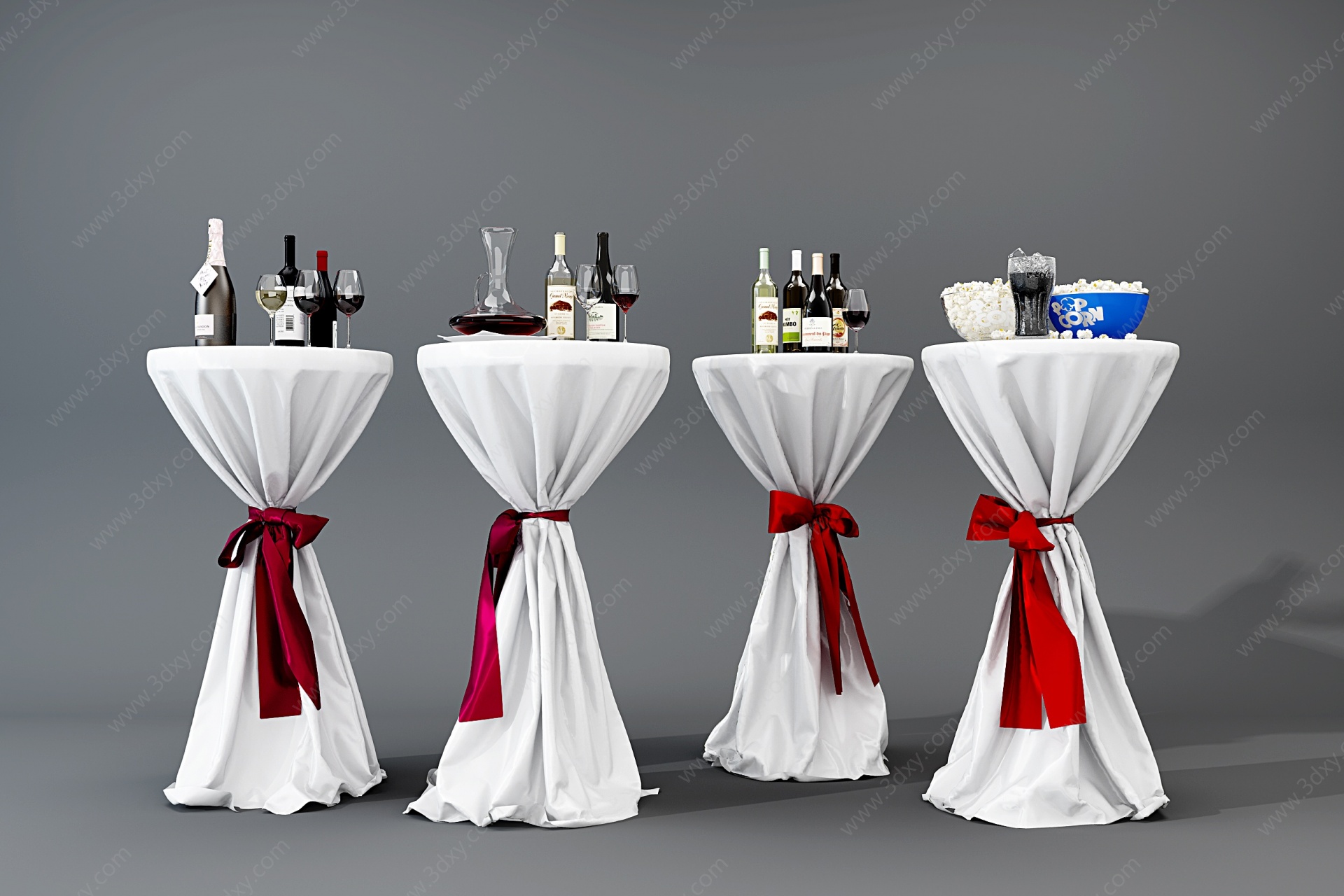 现代宴会婚庆圆桌组合3D模型