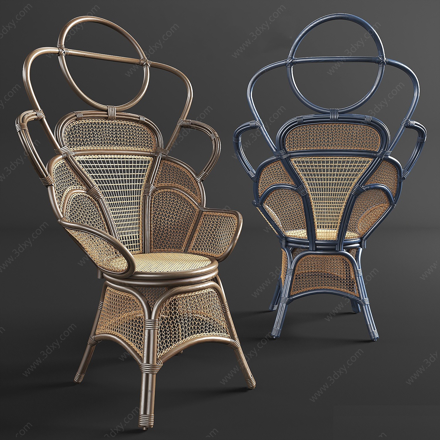 现代东南亚藤编椅3D模型