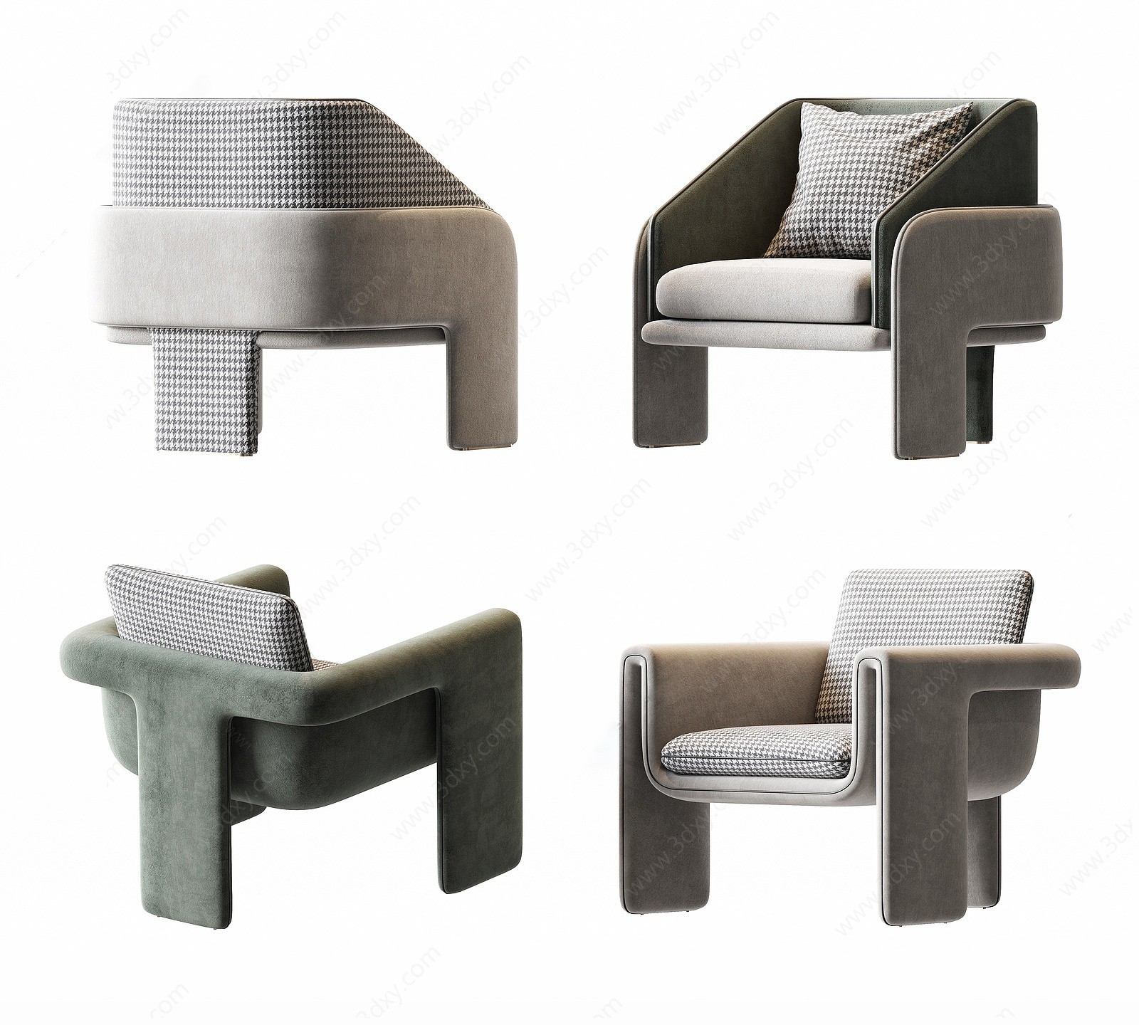 现代休闲单椅组合3D模型