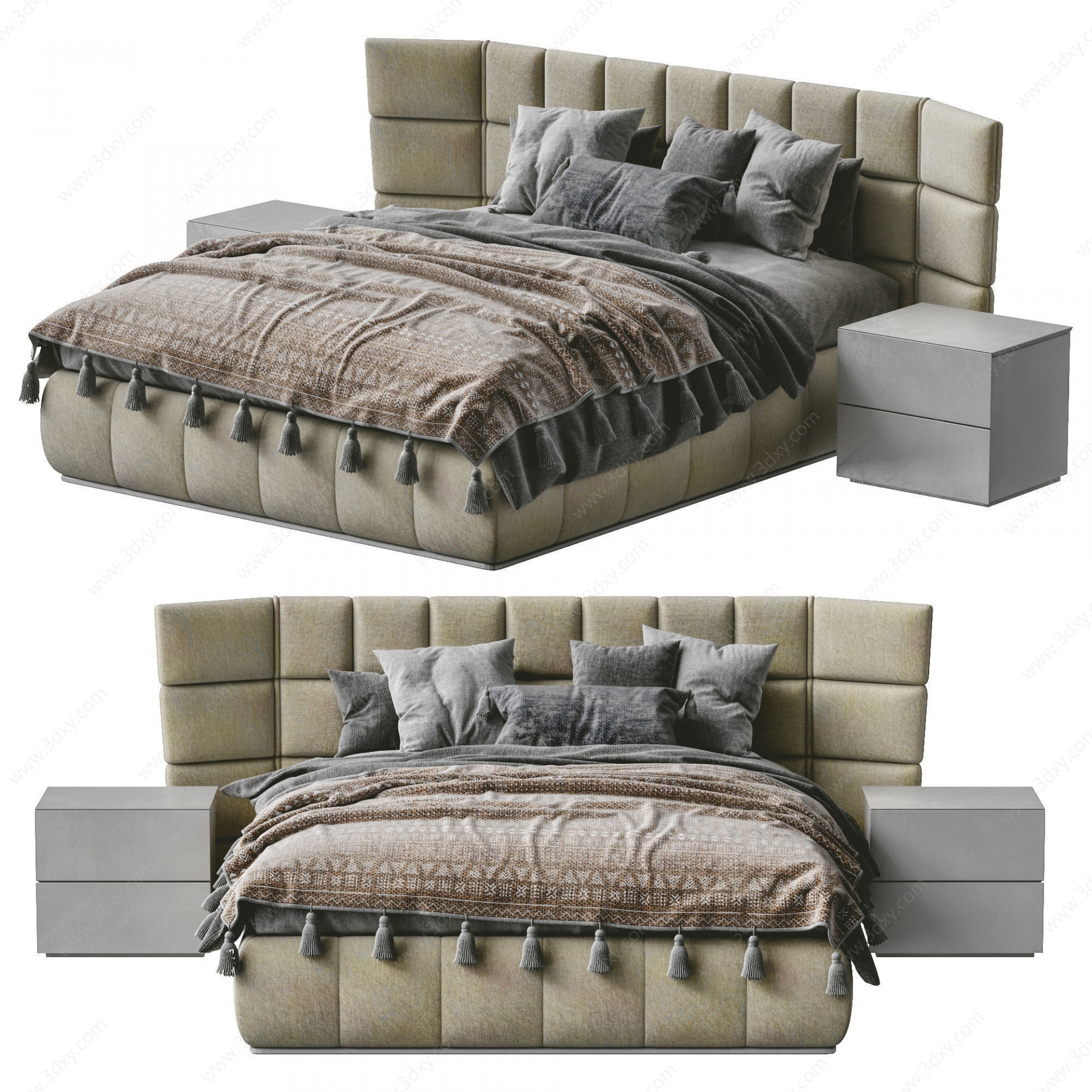 Felis现代布艺双人床3D模型