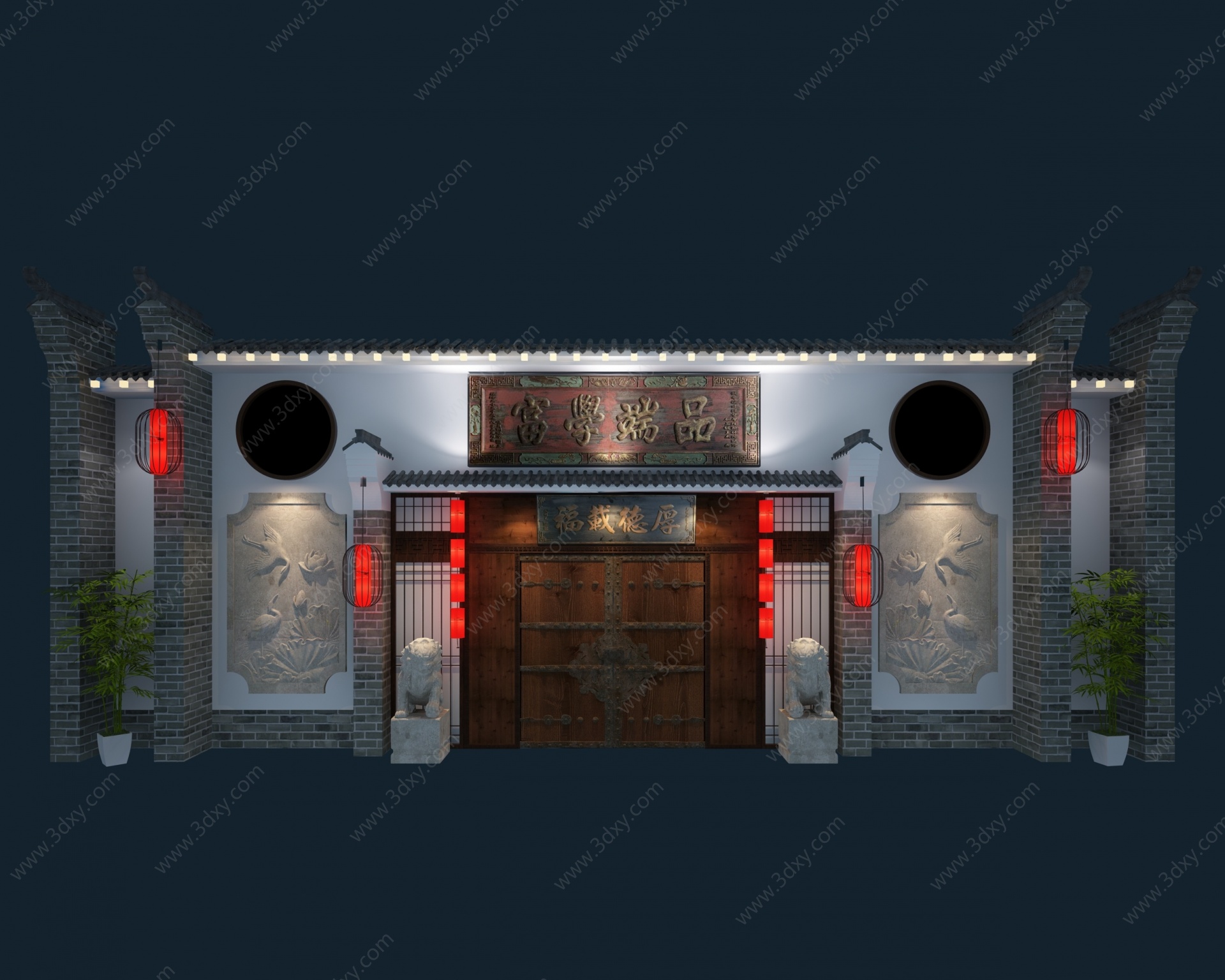 中式墙门大门城门3D模型