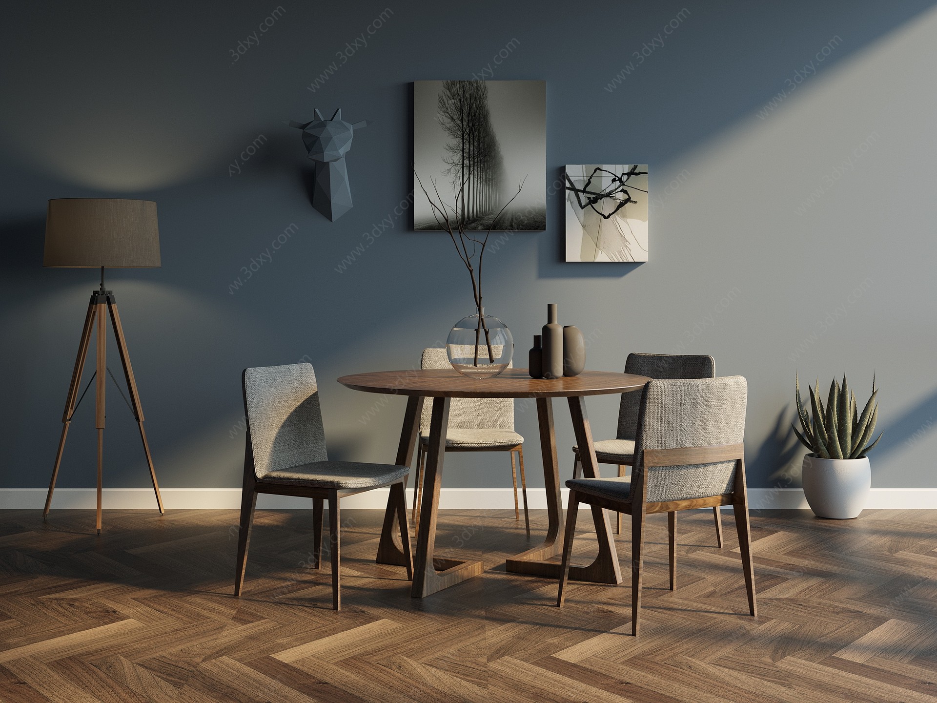 北欧现代餐桌椅3D模型