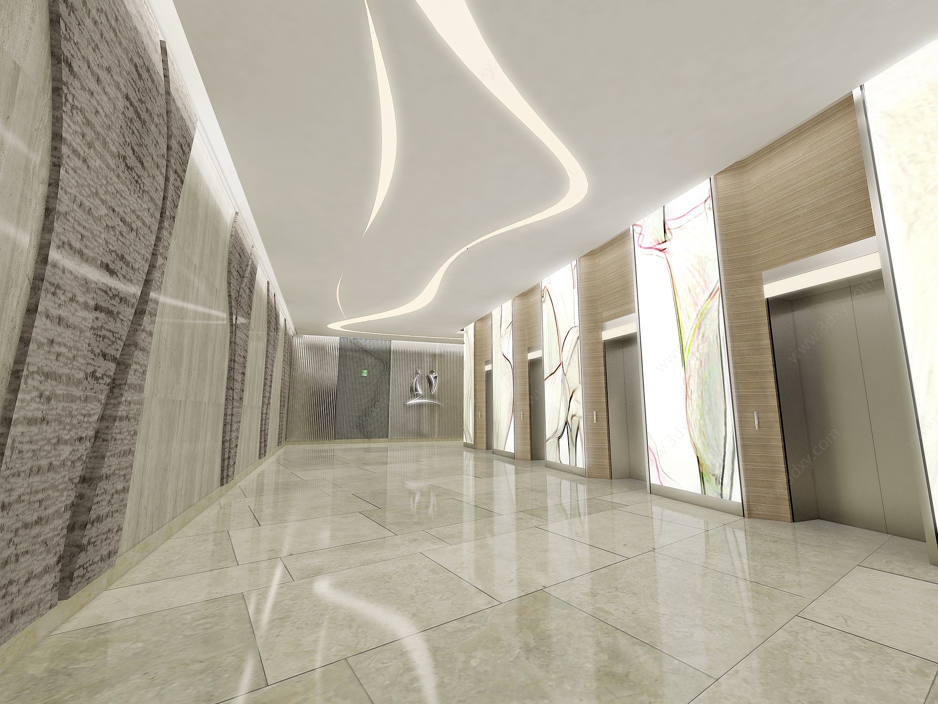 现代商业电梯厅3D模型