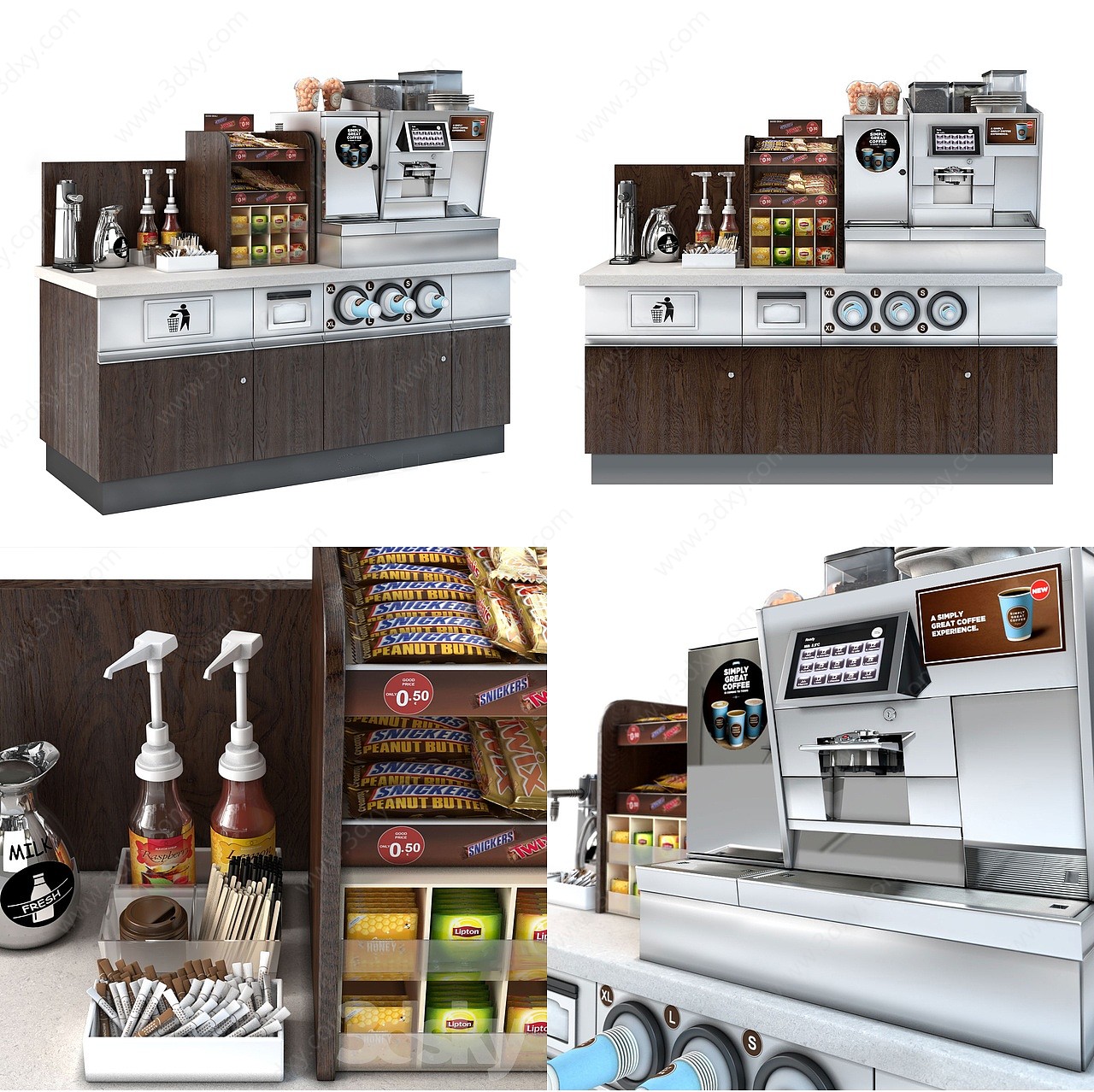 现代咖啡机备餐台收银台3D模型
