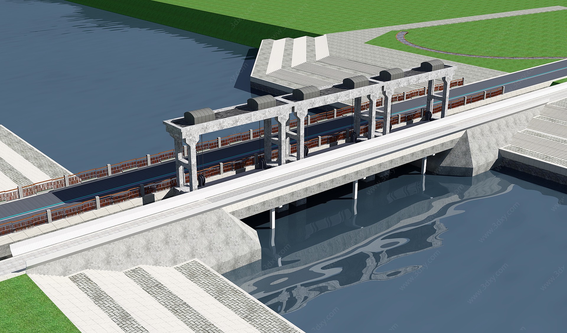 现代水坝水库3D模型
