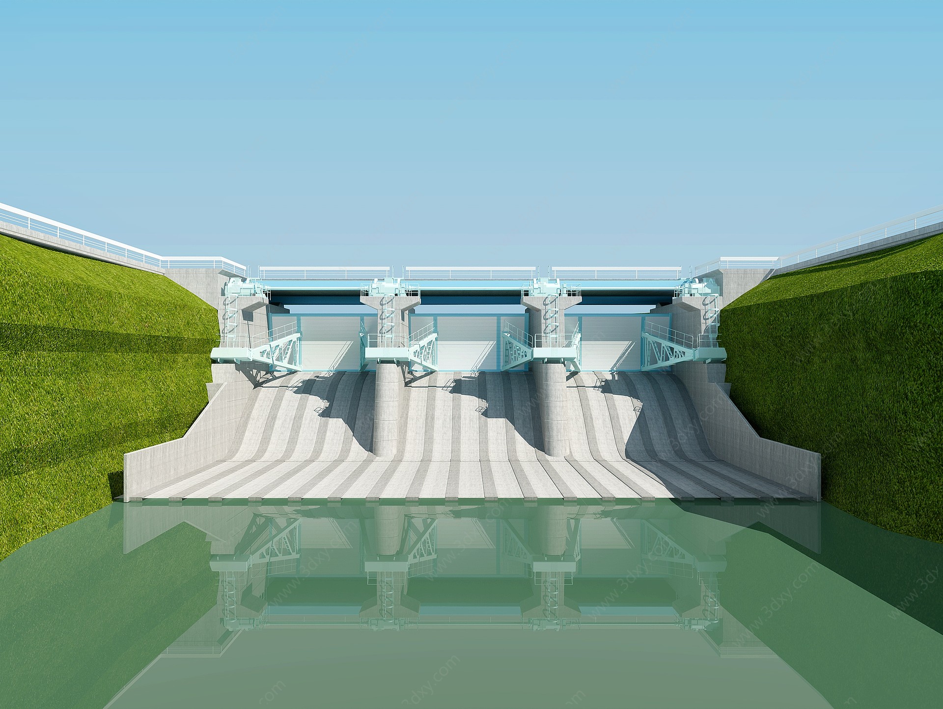 现代堤坝水库3D模型