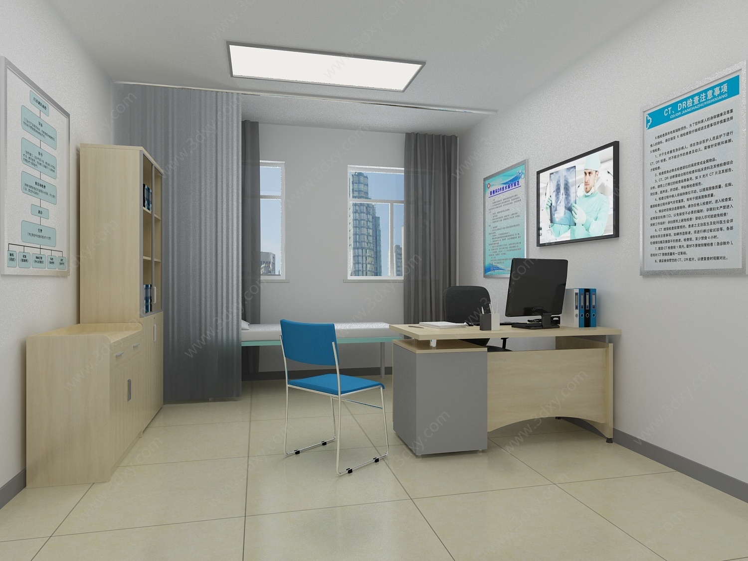 现代门诊办公室医生办公室3D模型