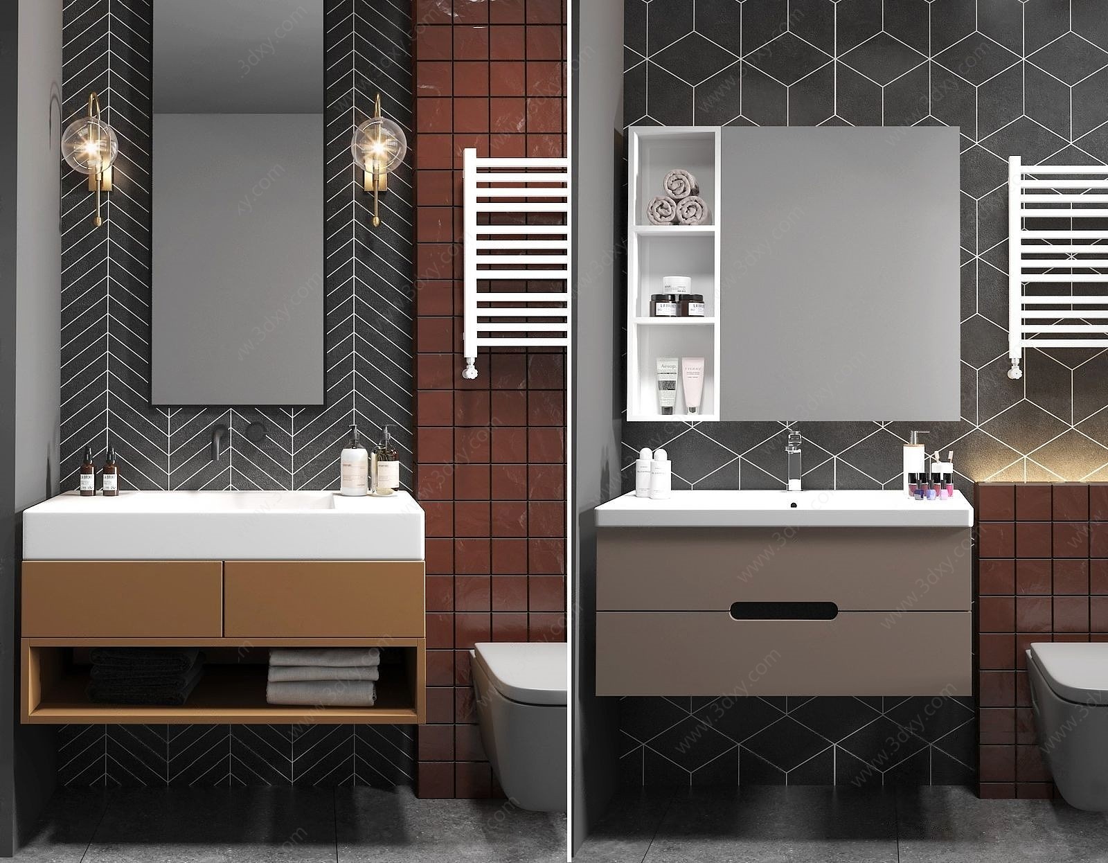 现代铁艺浴室柜组合3D模型