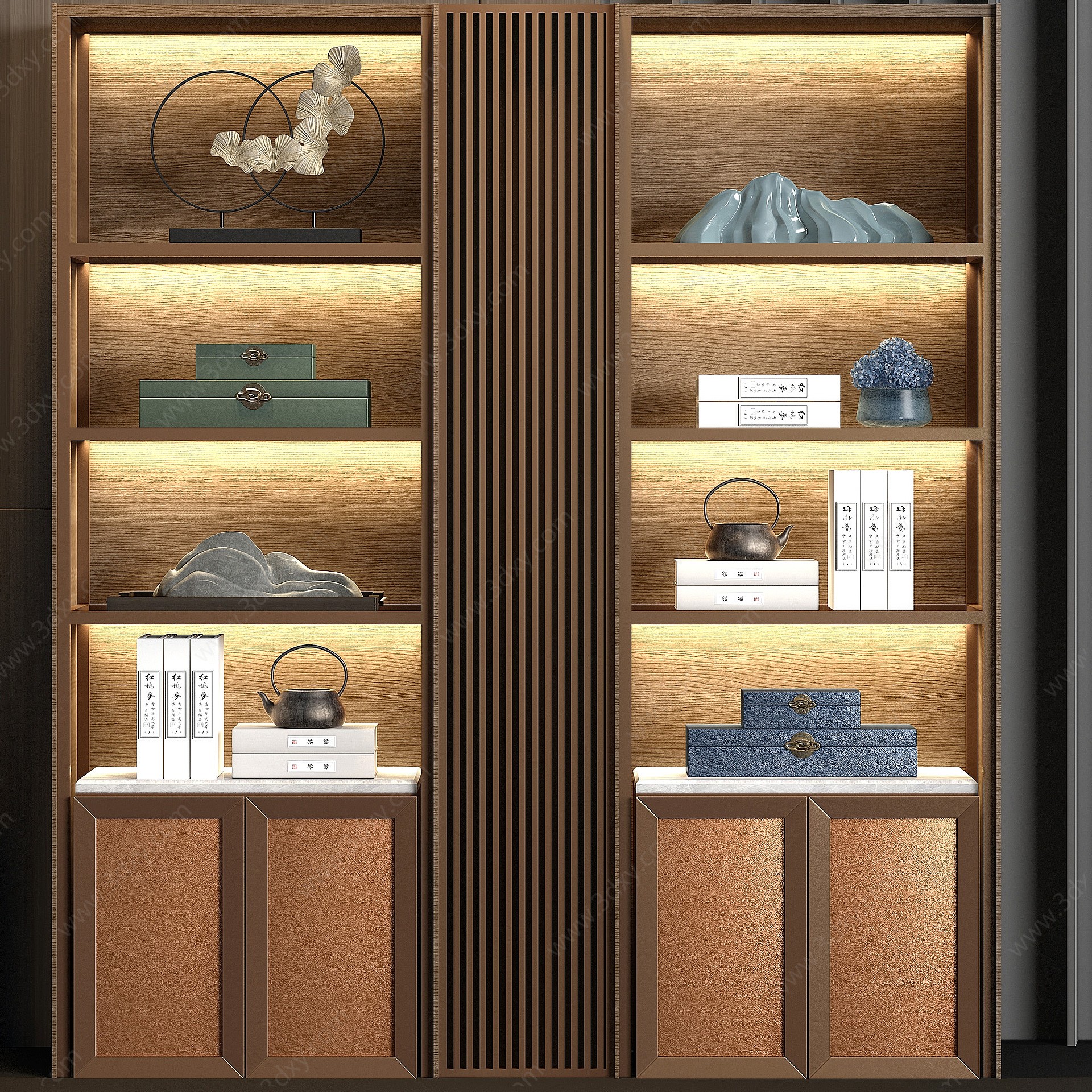 新中式实木装饰柜子3D模型