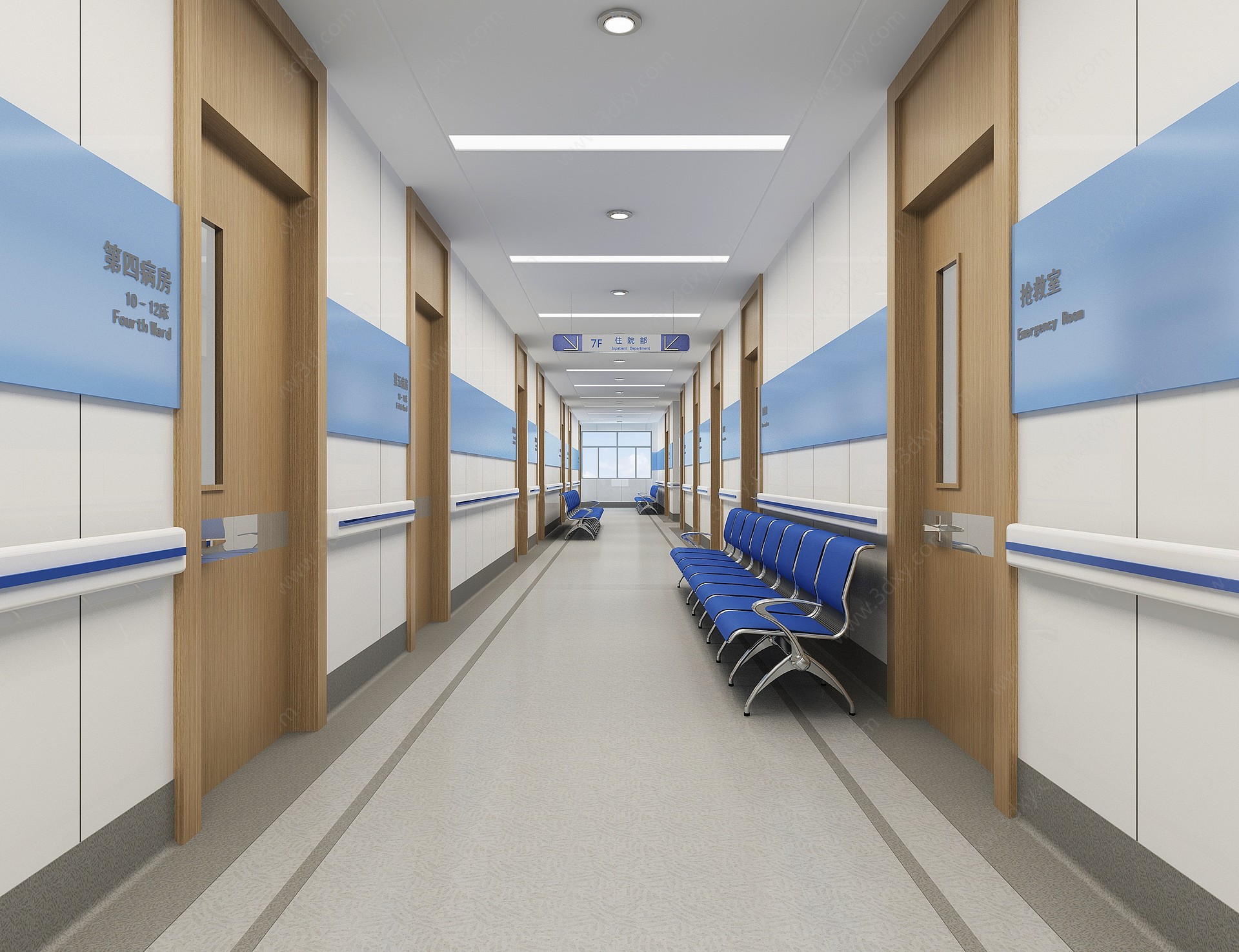 现代医院护士站走廊3D模型