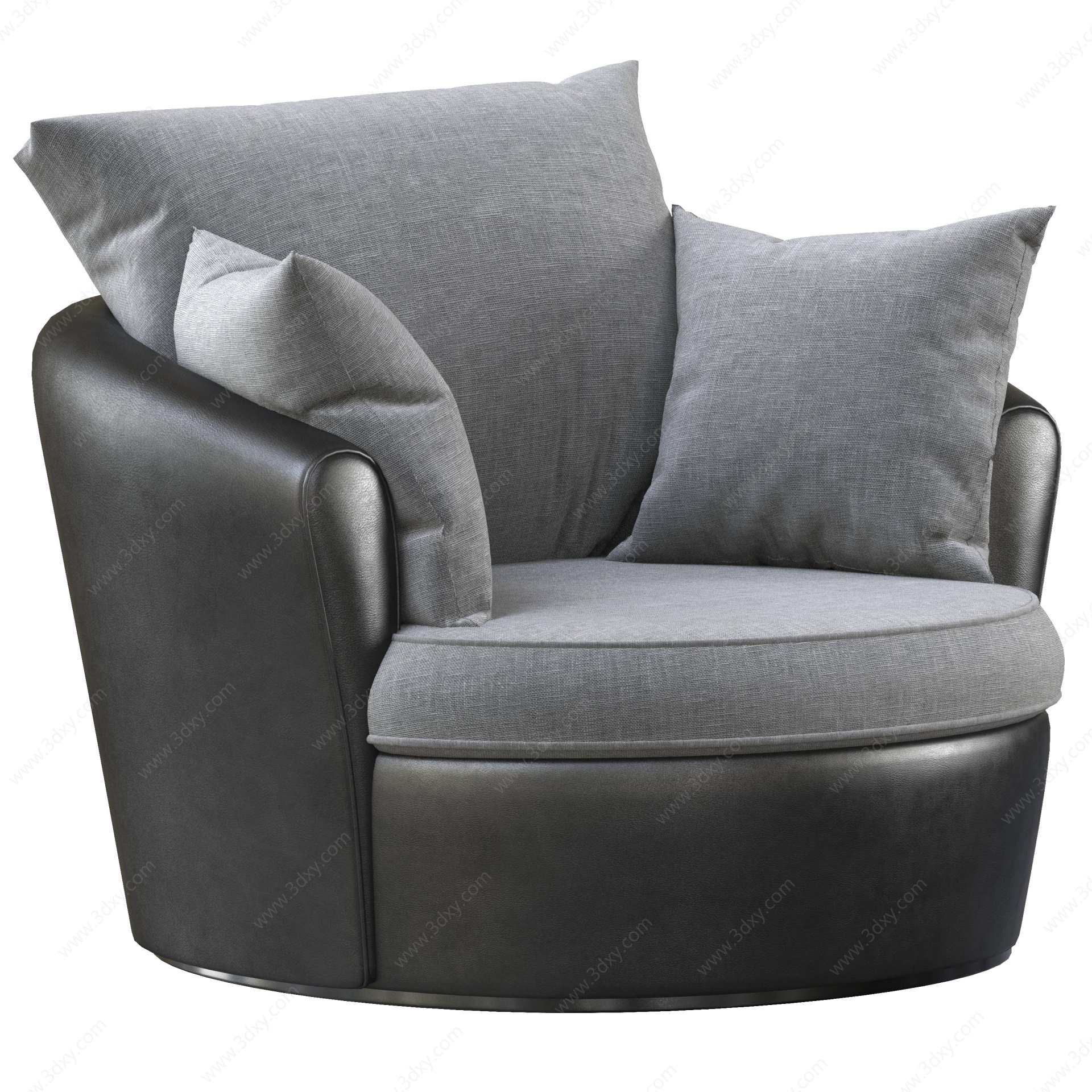 现代皮革布艺单人沙发3D模型