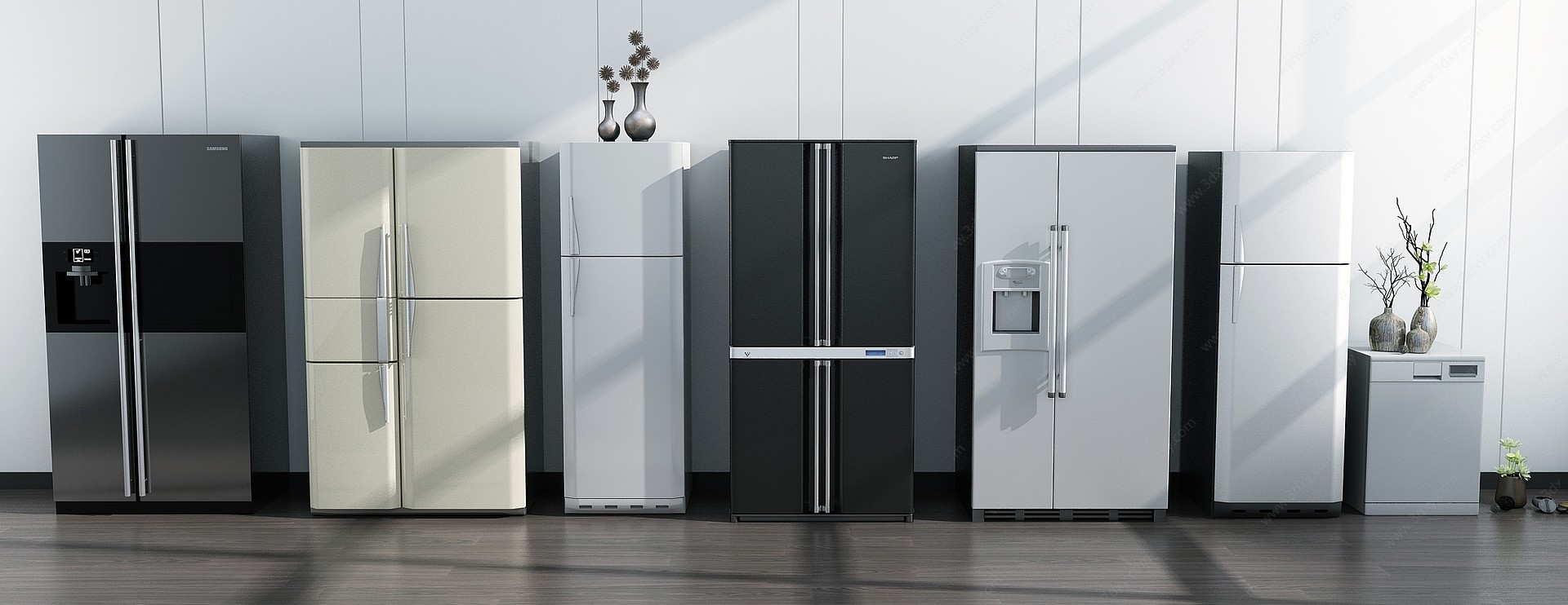 家电冰箱组合3D模型