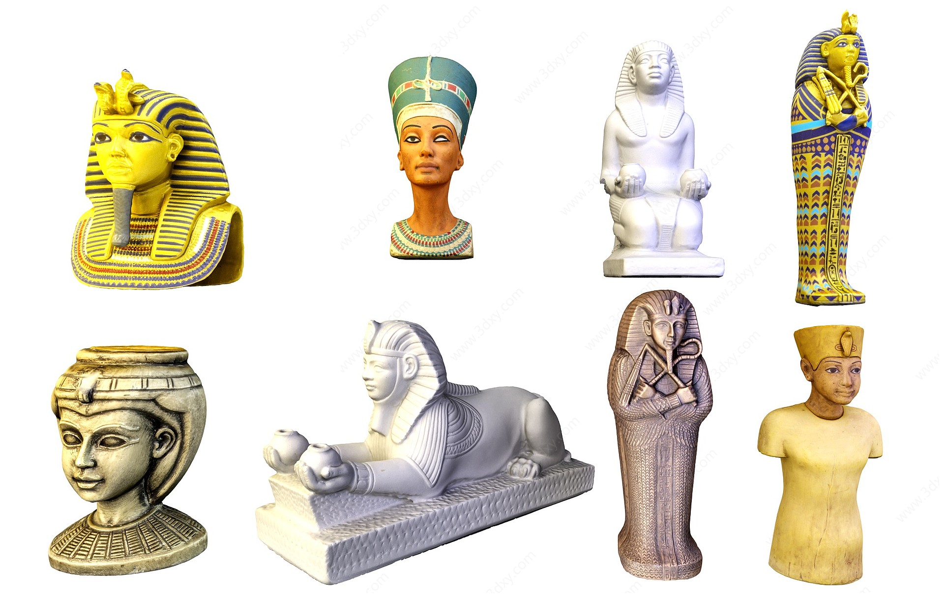 现代埃及法老狮身人面雕塑3D模型