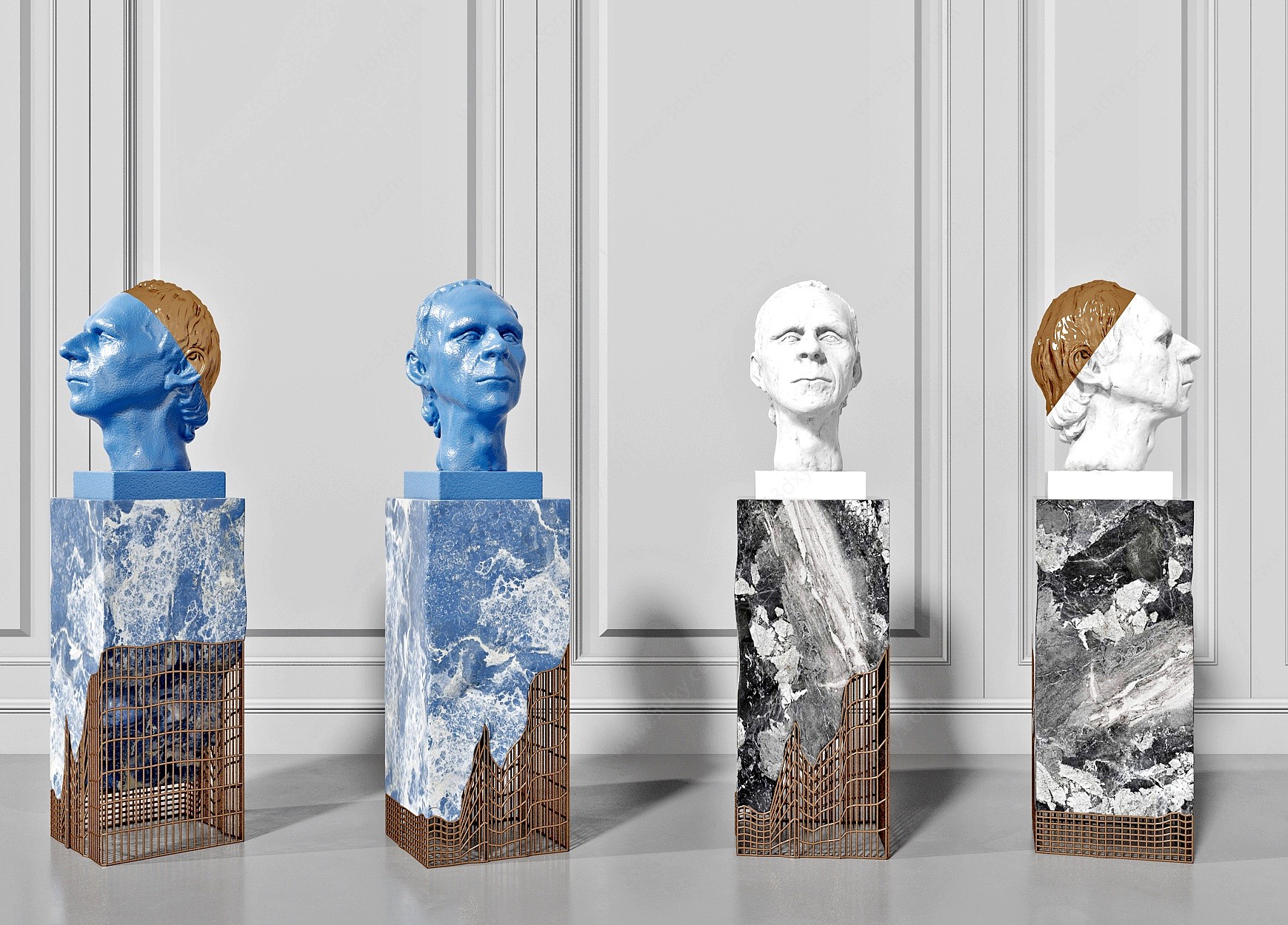 欧式人头雕塑摆件3D模型