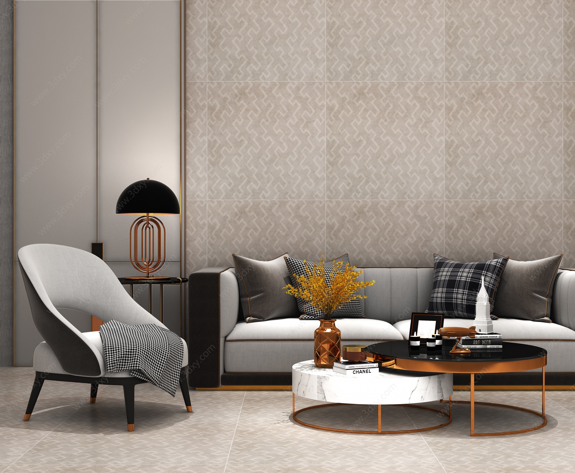 现代组合沙发3D模型