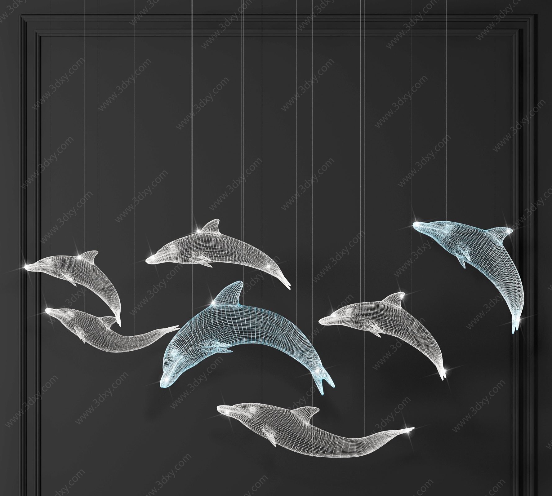 现代海豚装饰吊灯3D模型