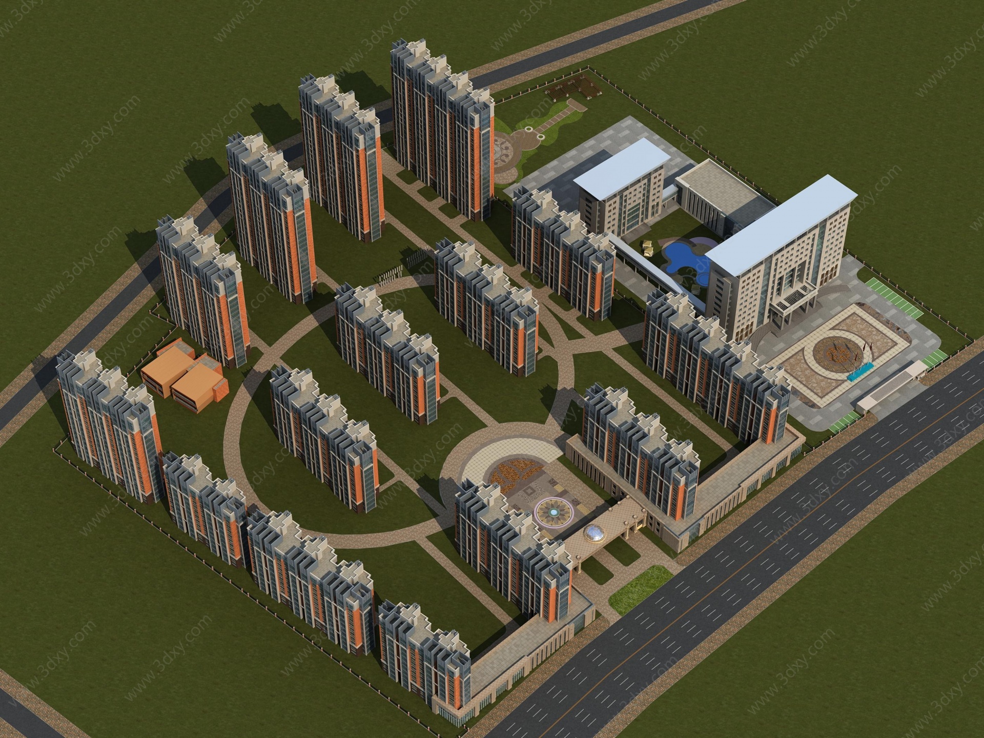 现代住宅楼办公区3D模型