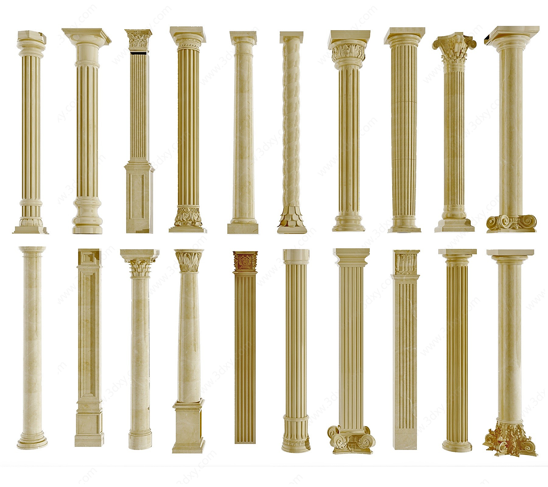 欧式雕花罗马柱3D模型