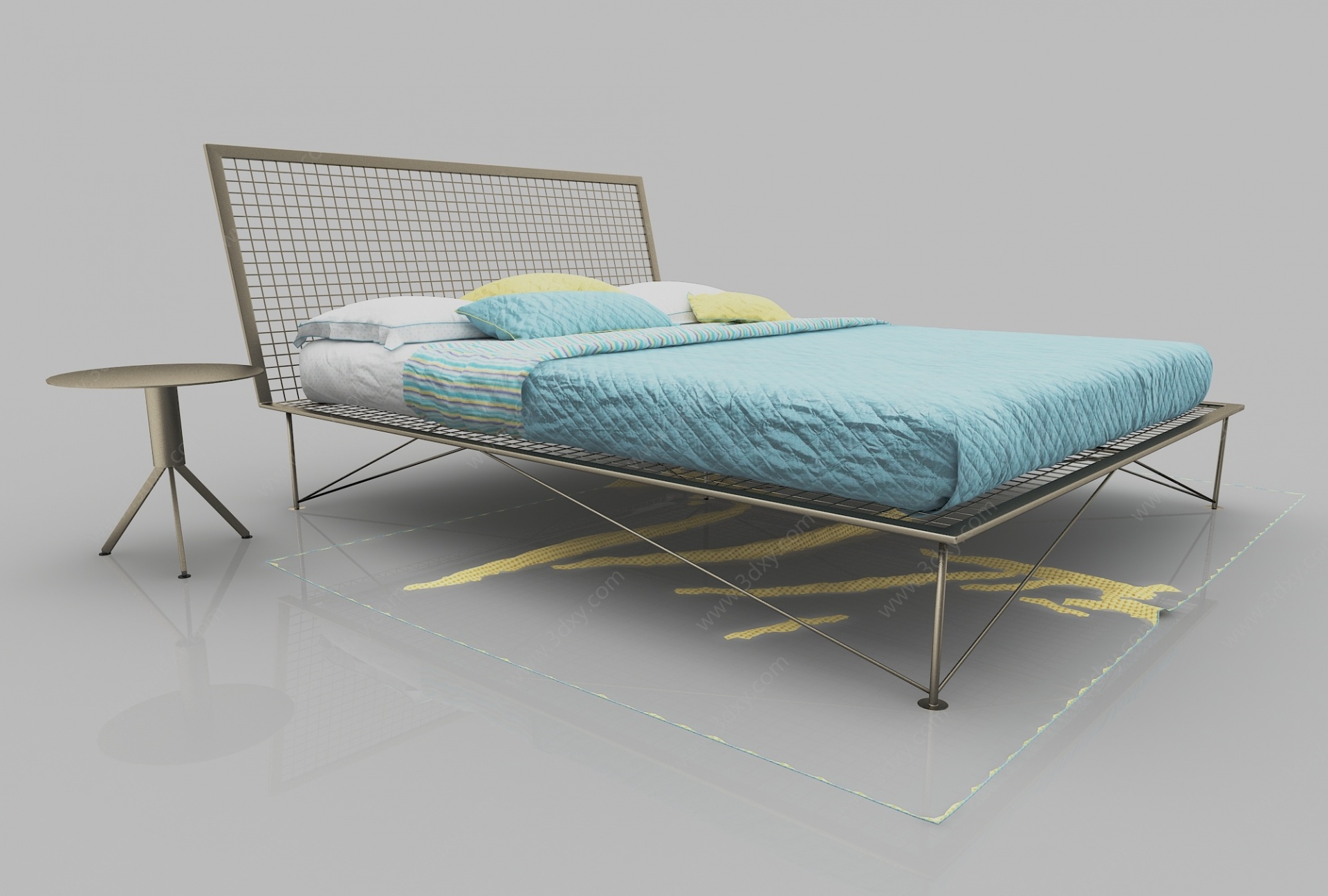 现代风格单人床3D模型