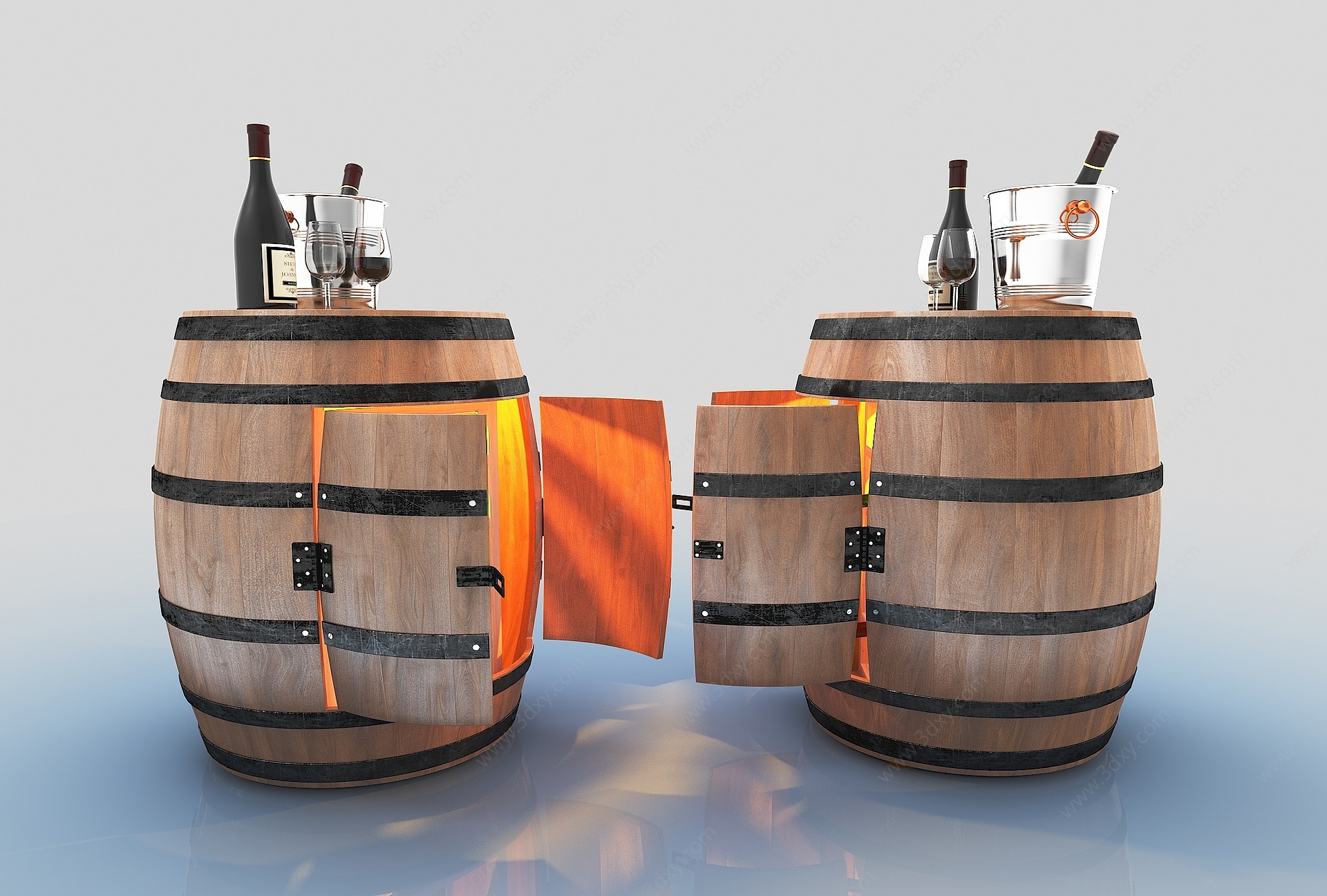 现代风格酒桶3D模型