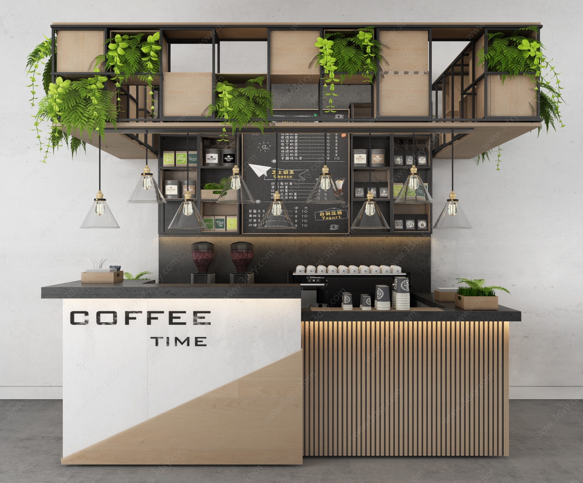 工业风咖啡厅吧台咖啡机3D模型