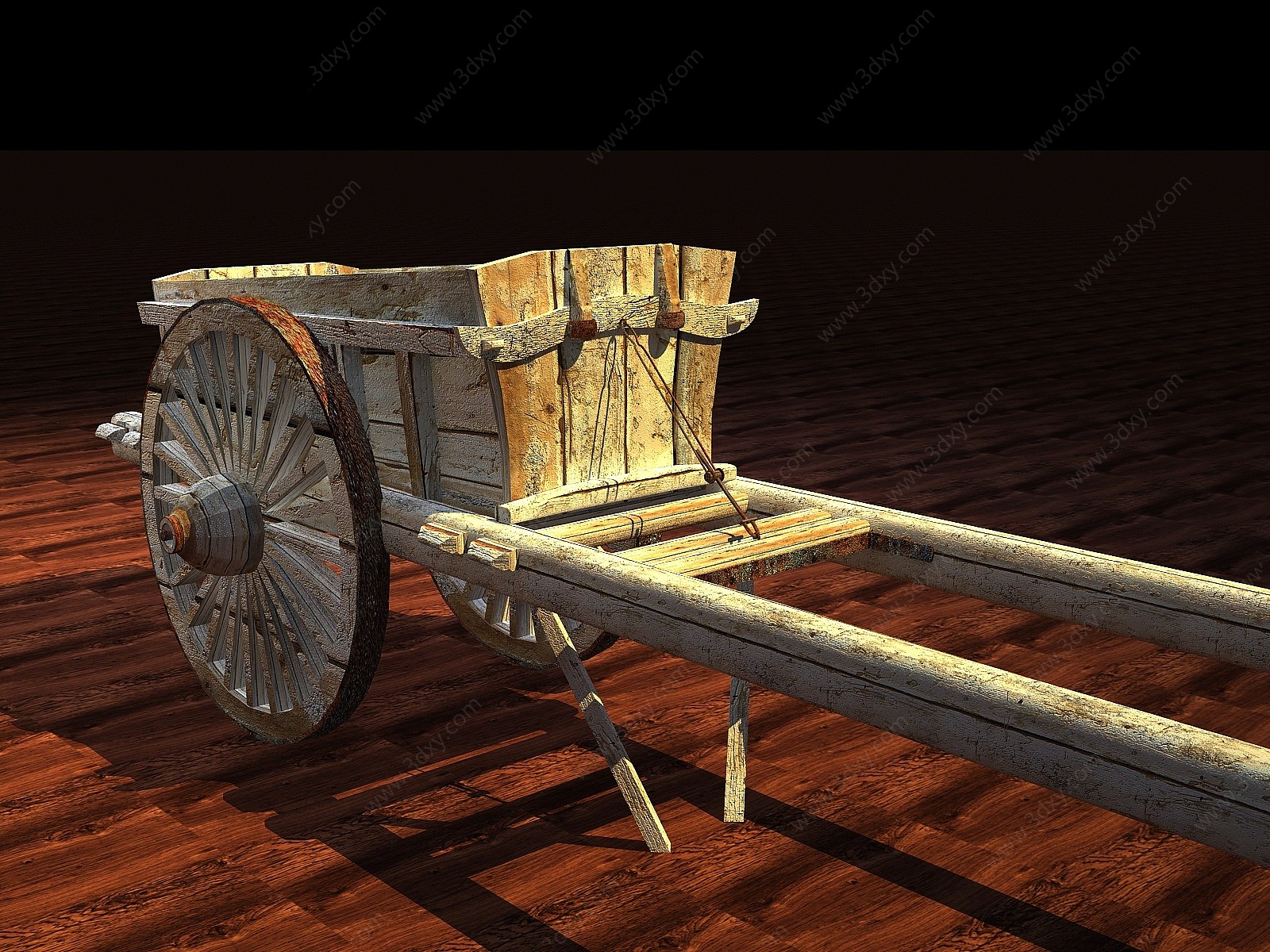 中式古旧大马车3D模型