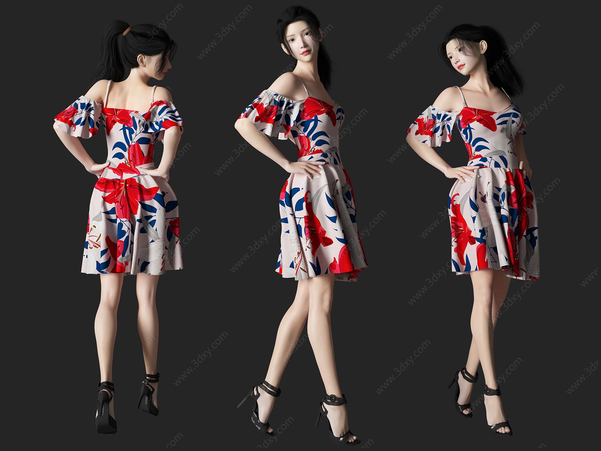 裙子美女人物3D模型