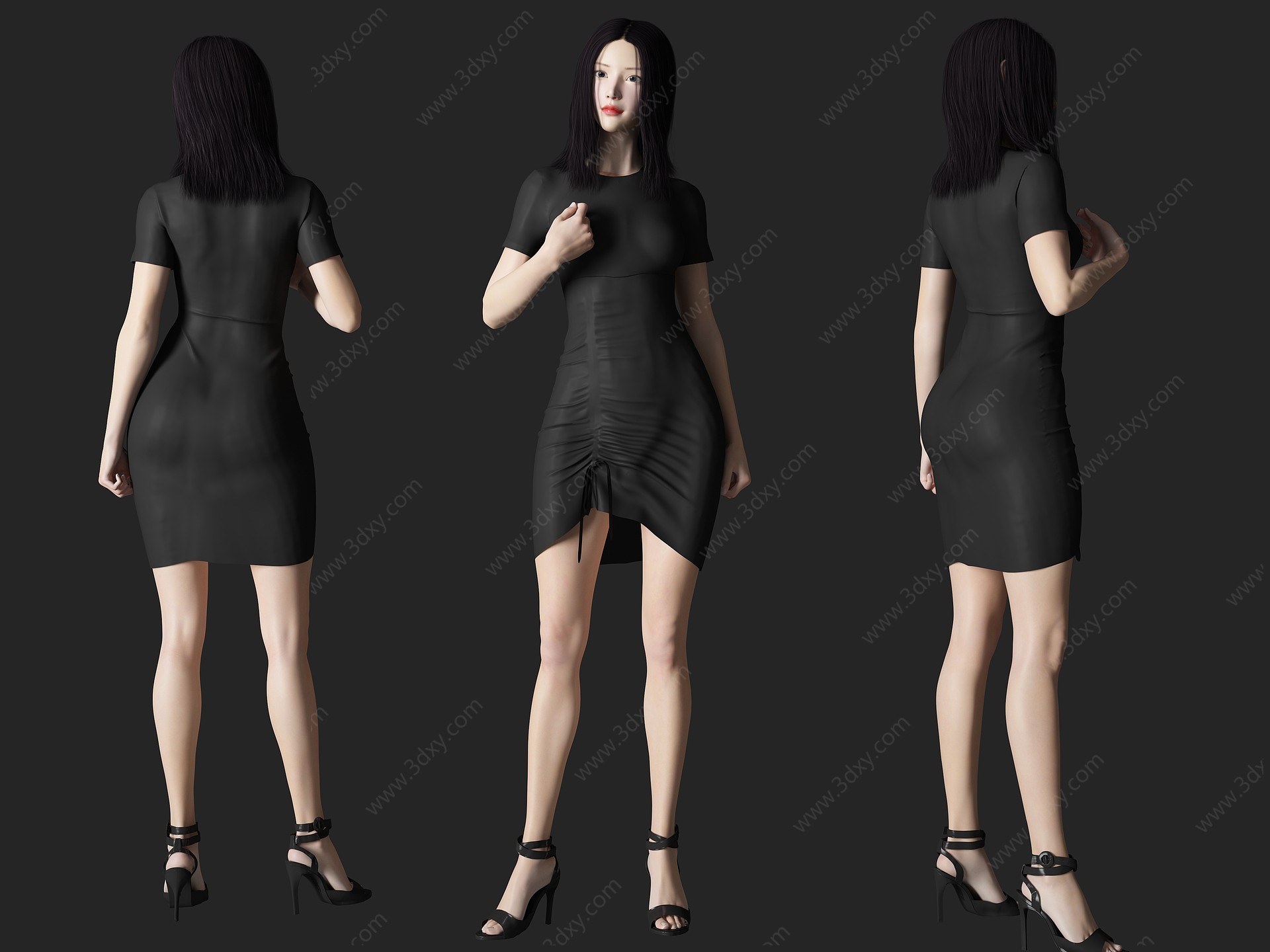 裙子正面站姿的女人3D模型