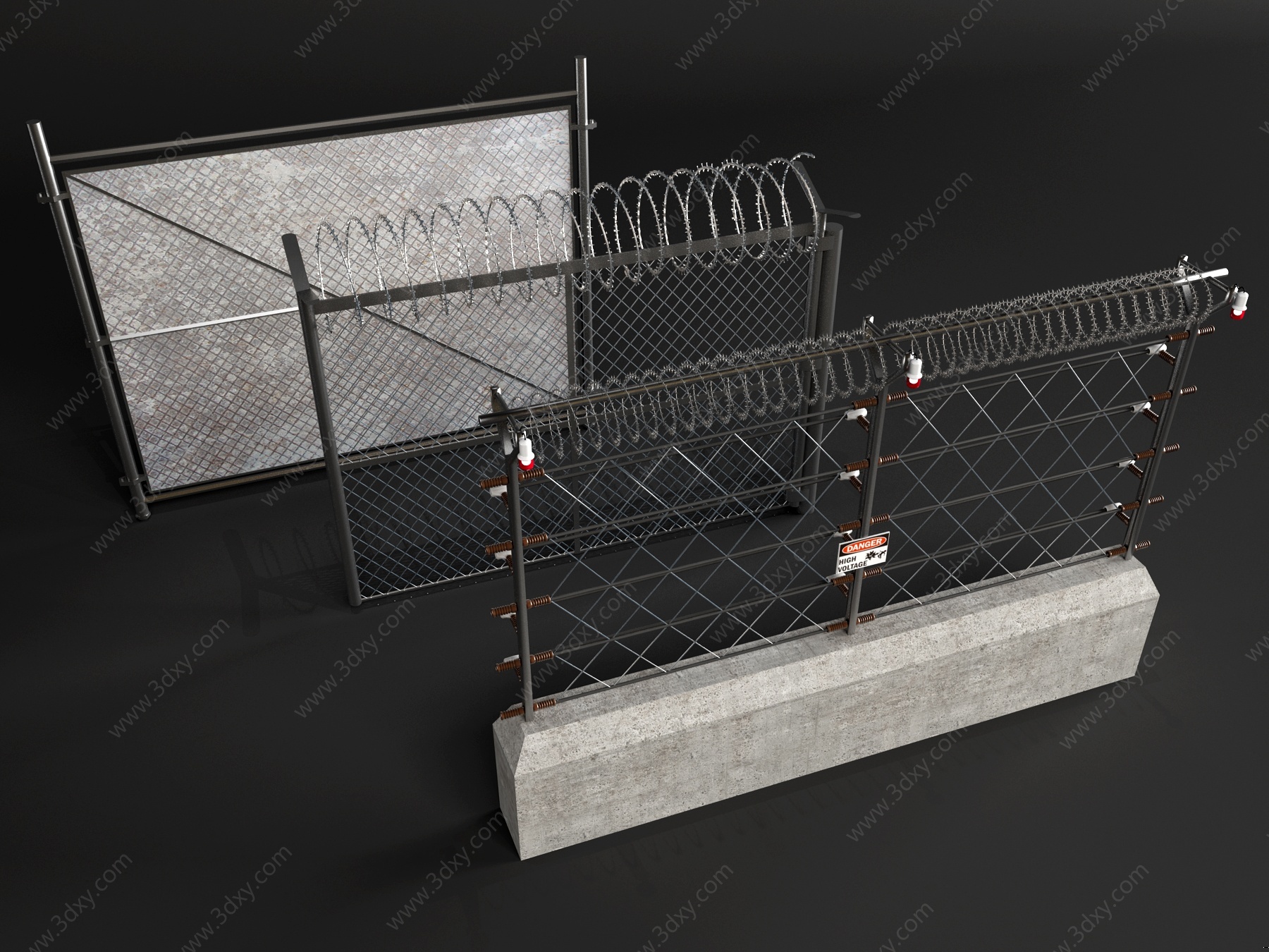 工业风护栏铁丝网防护网3D模型