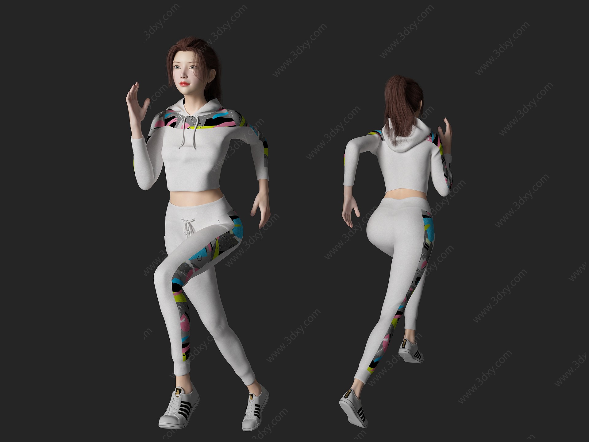 跑步美女人物3D模型