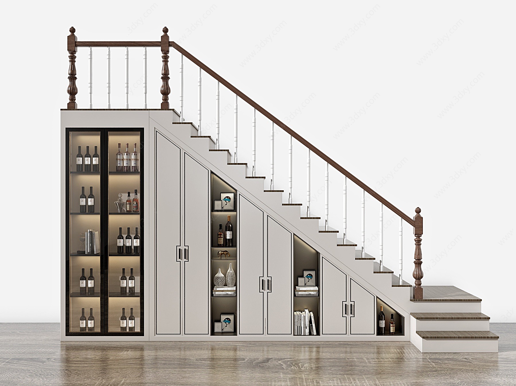 新中式储物柜楼梯3D模型