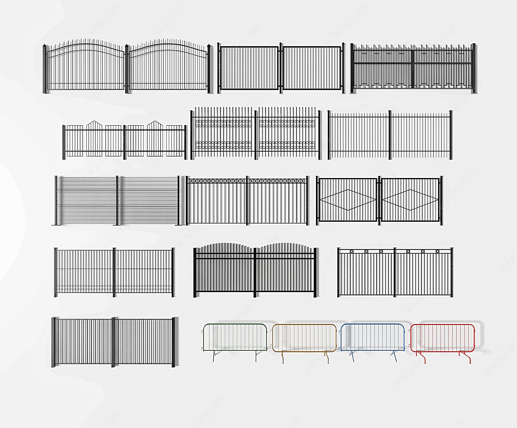 工业风户外庭院栏杆3D模型