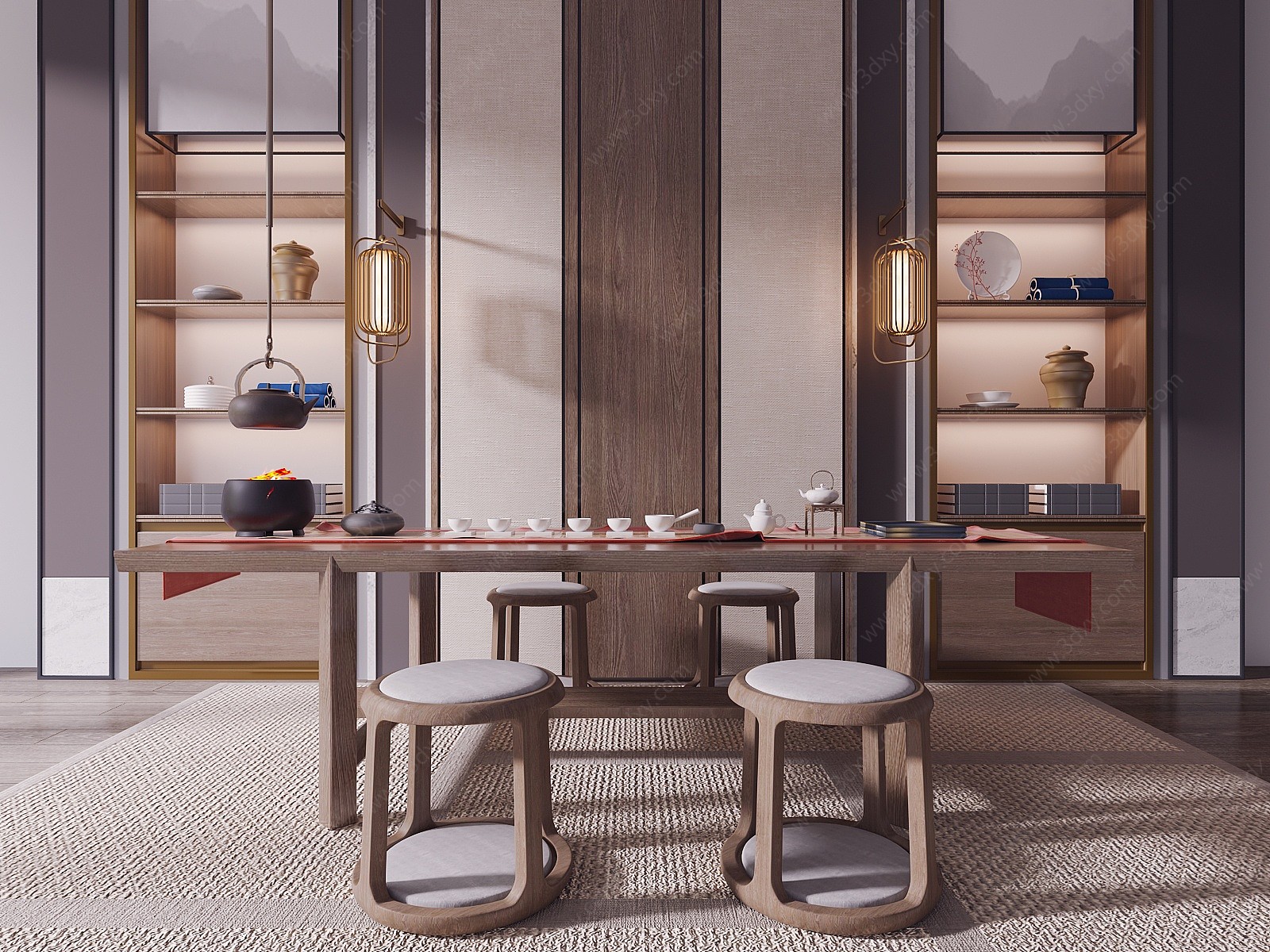 新中式休闲茶室3D模型