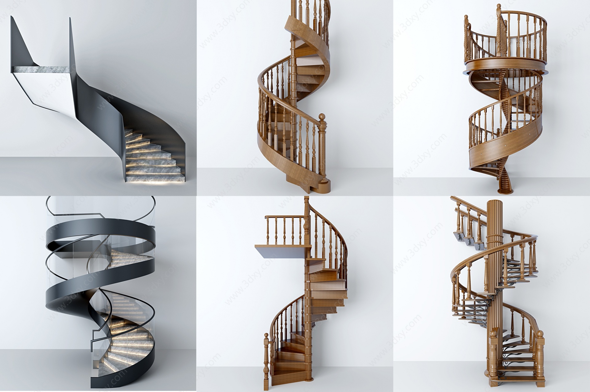 现代欧式旋转楼梯3D模型
