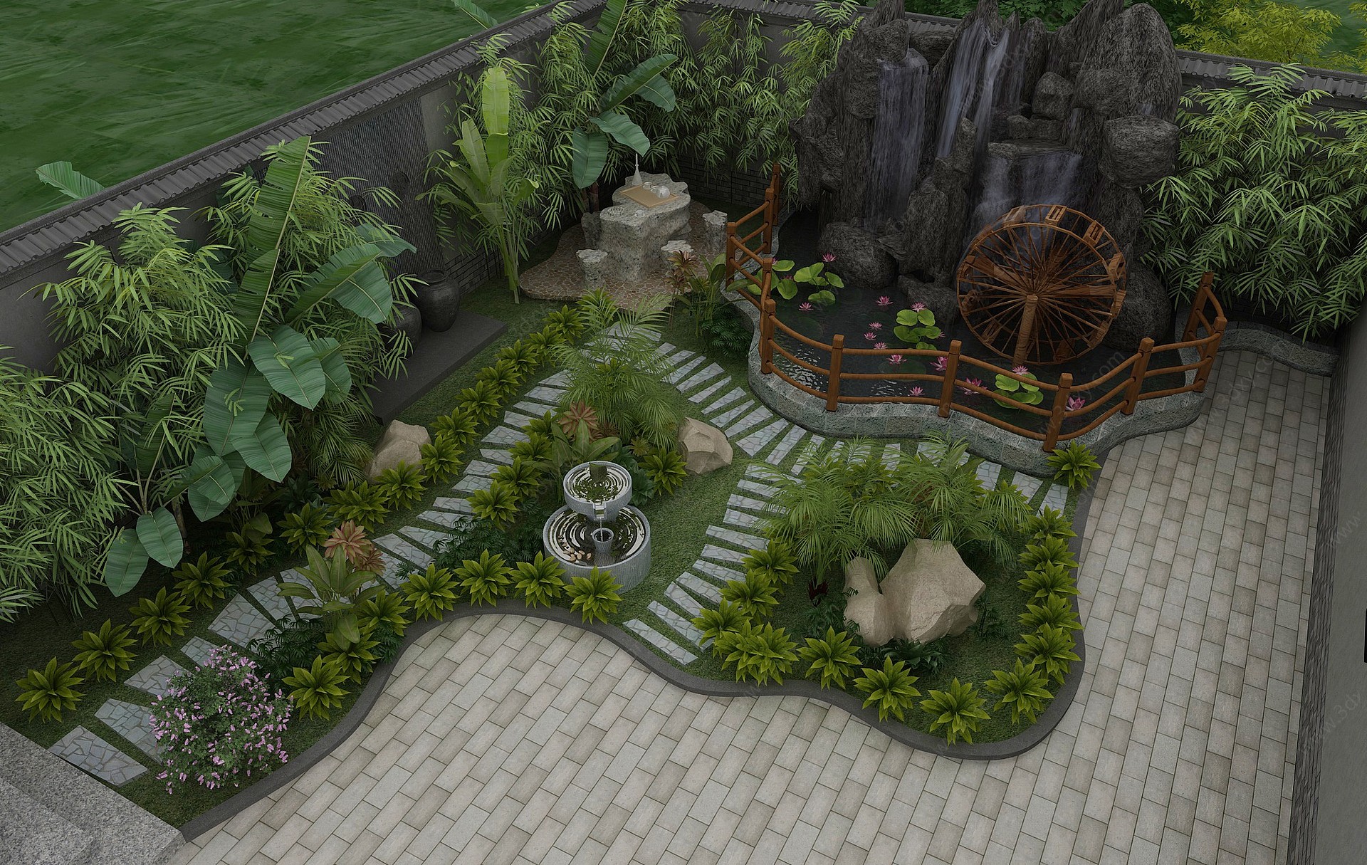 现代庭院景观3D模型3D模型
