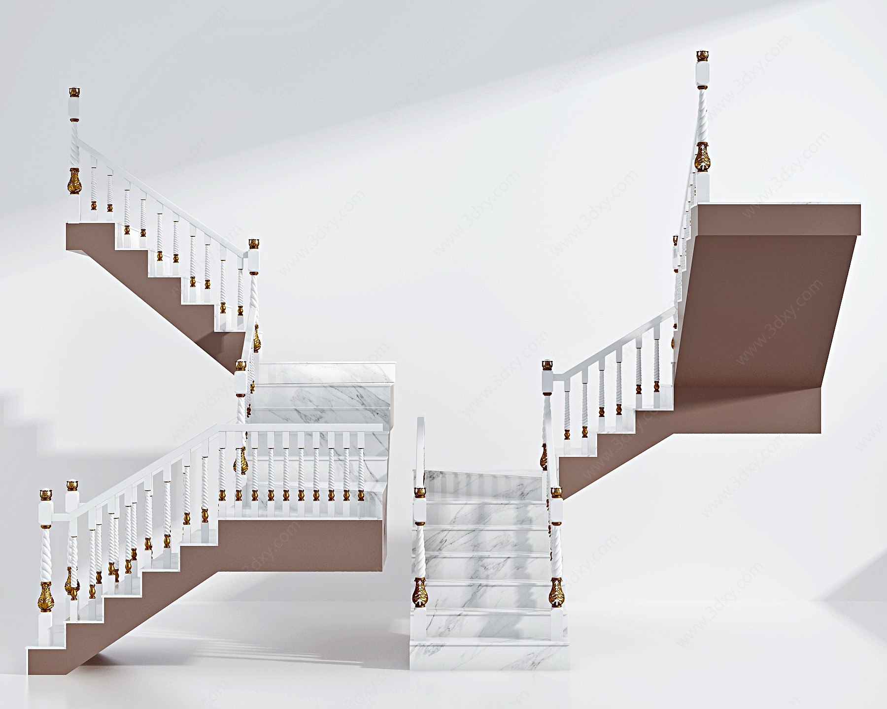 欧式大理石转角楼梯3D模型