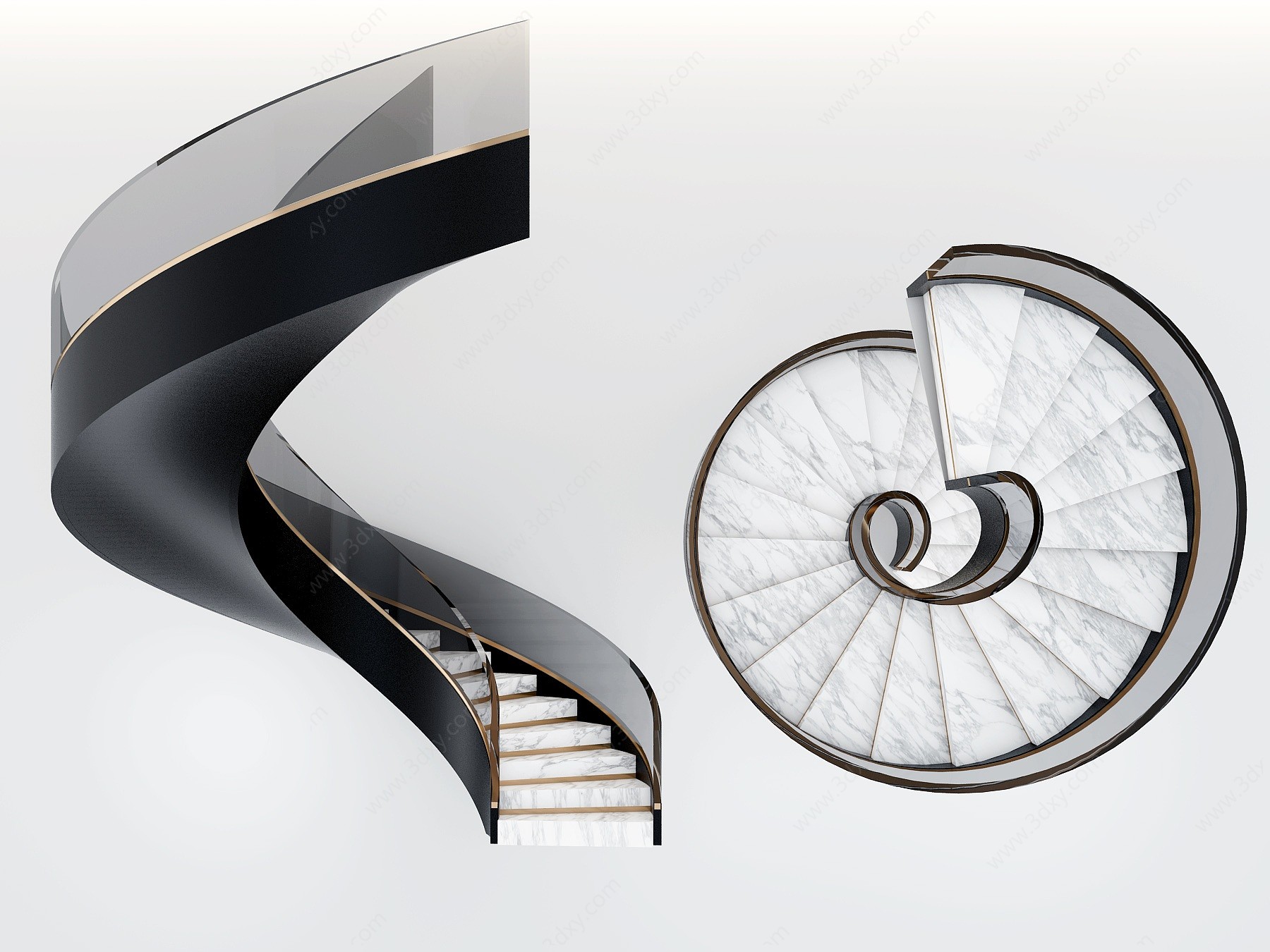 现代玻璃旋转楼梯3D模型