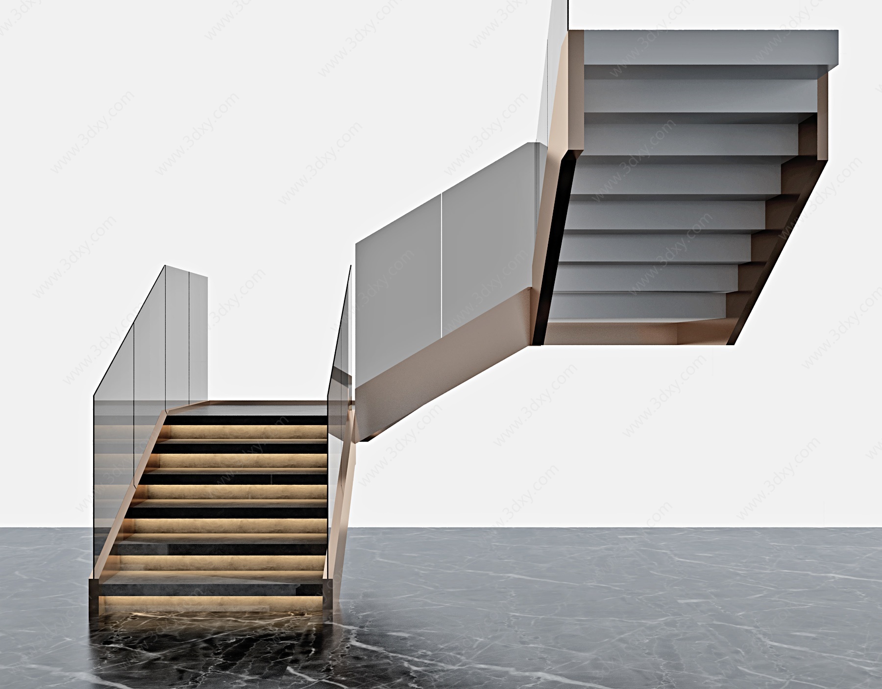 现代转角玻璃楼梯3D模型