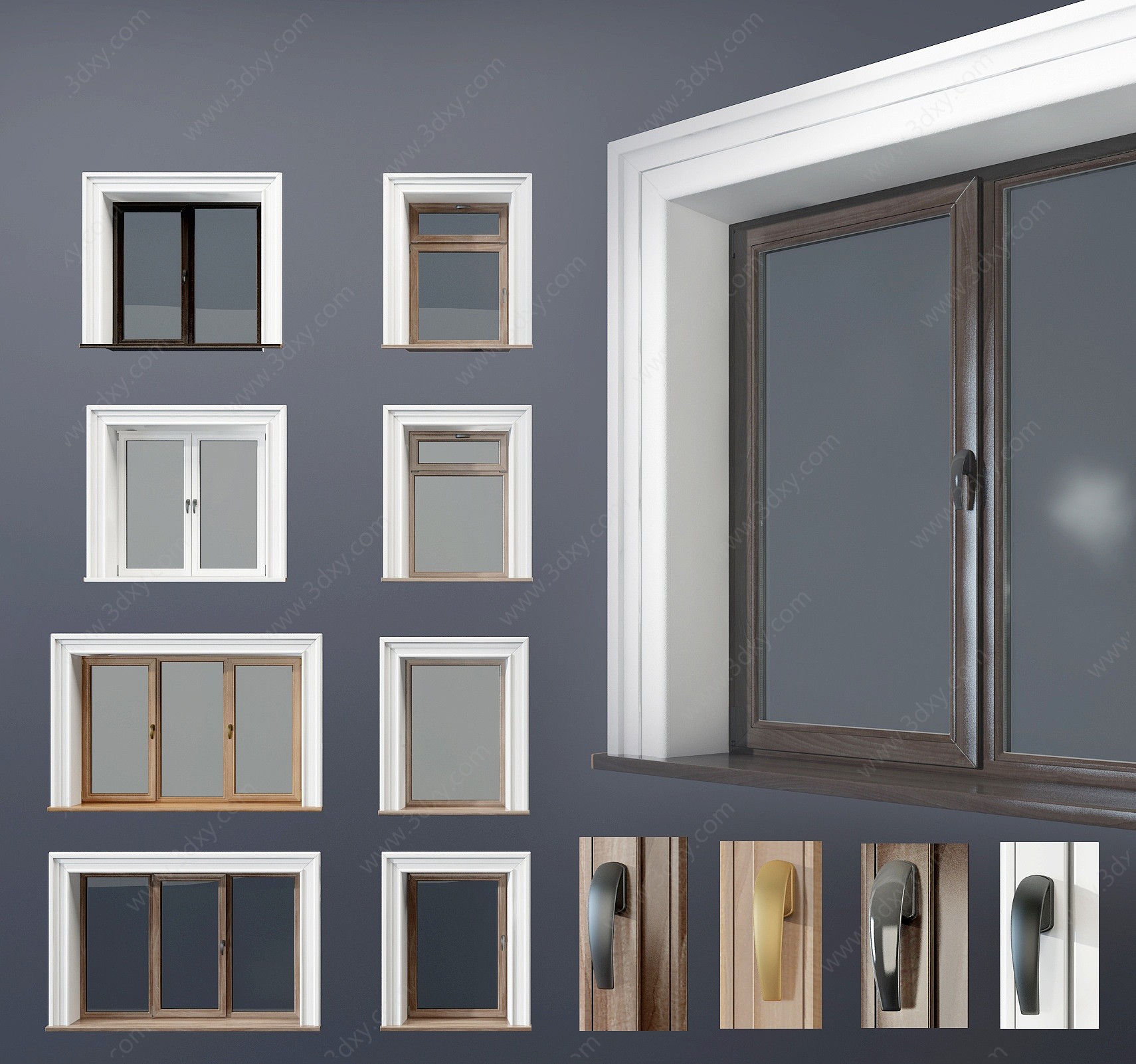 现代木质窗户窗框3D模型