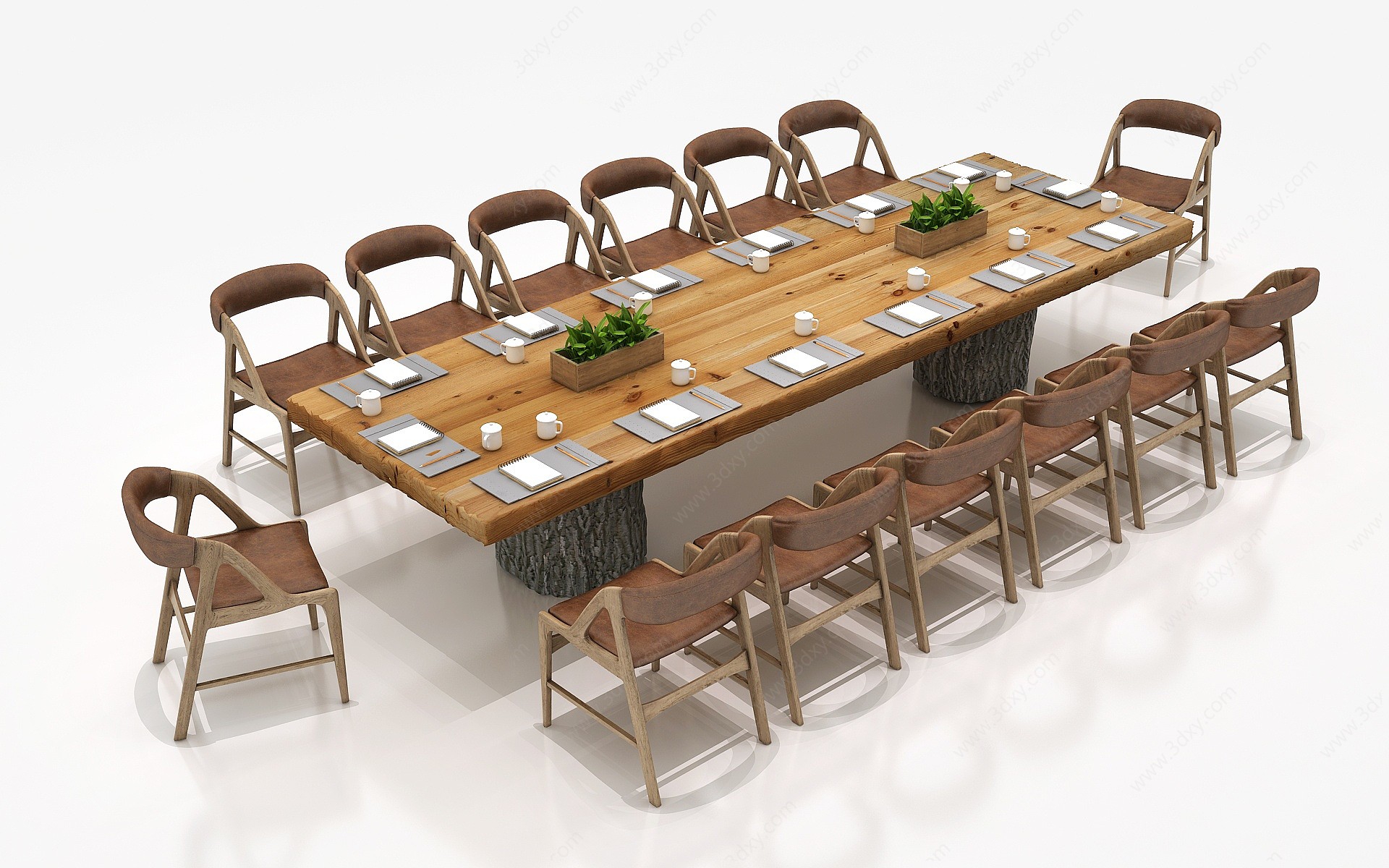 新中式会议桌大会议桌3D模型