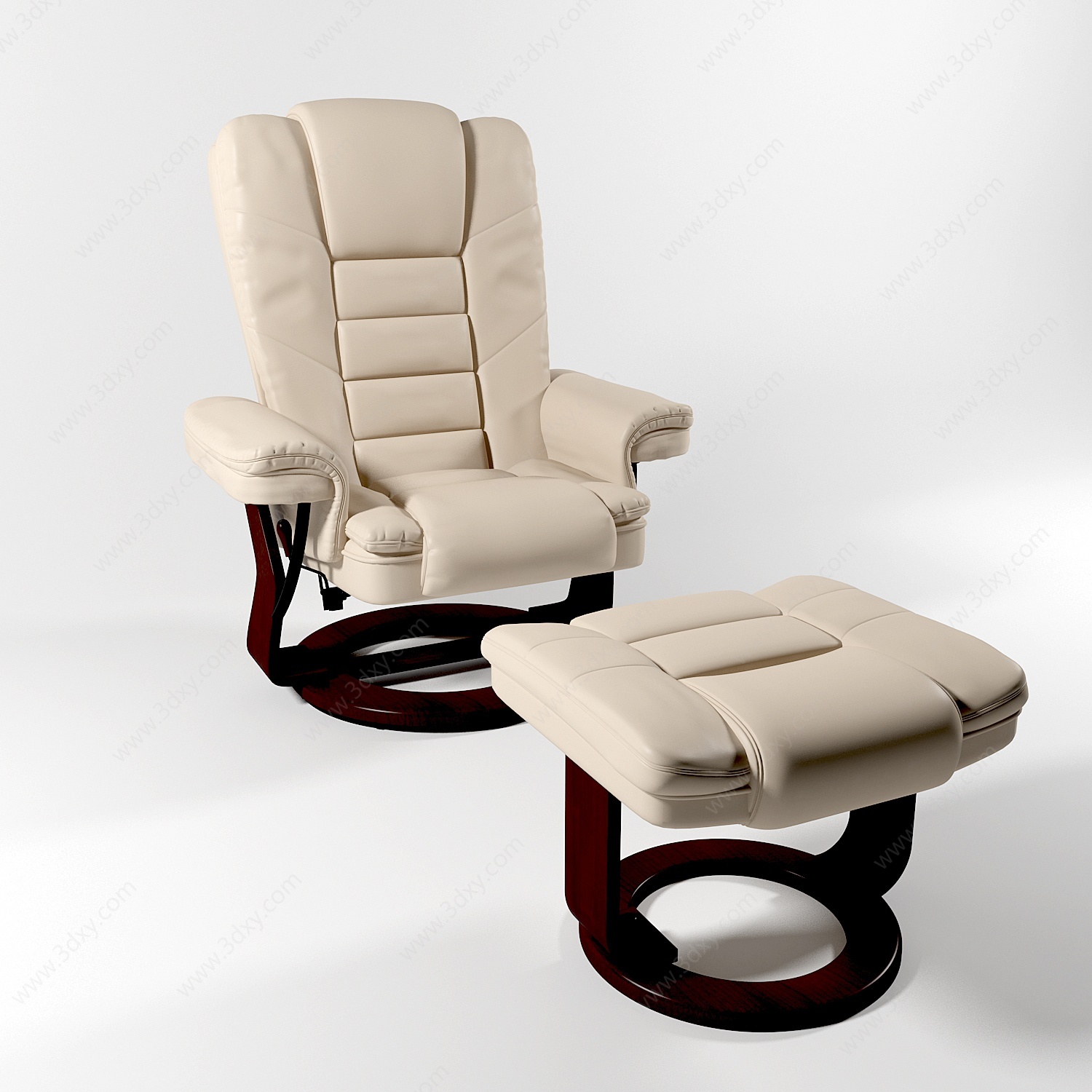 简欧皮革躺椅按摩椅3D模型